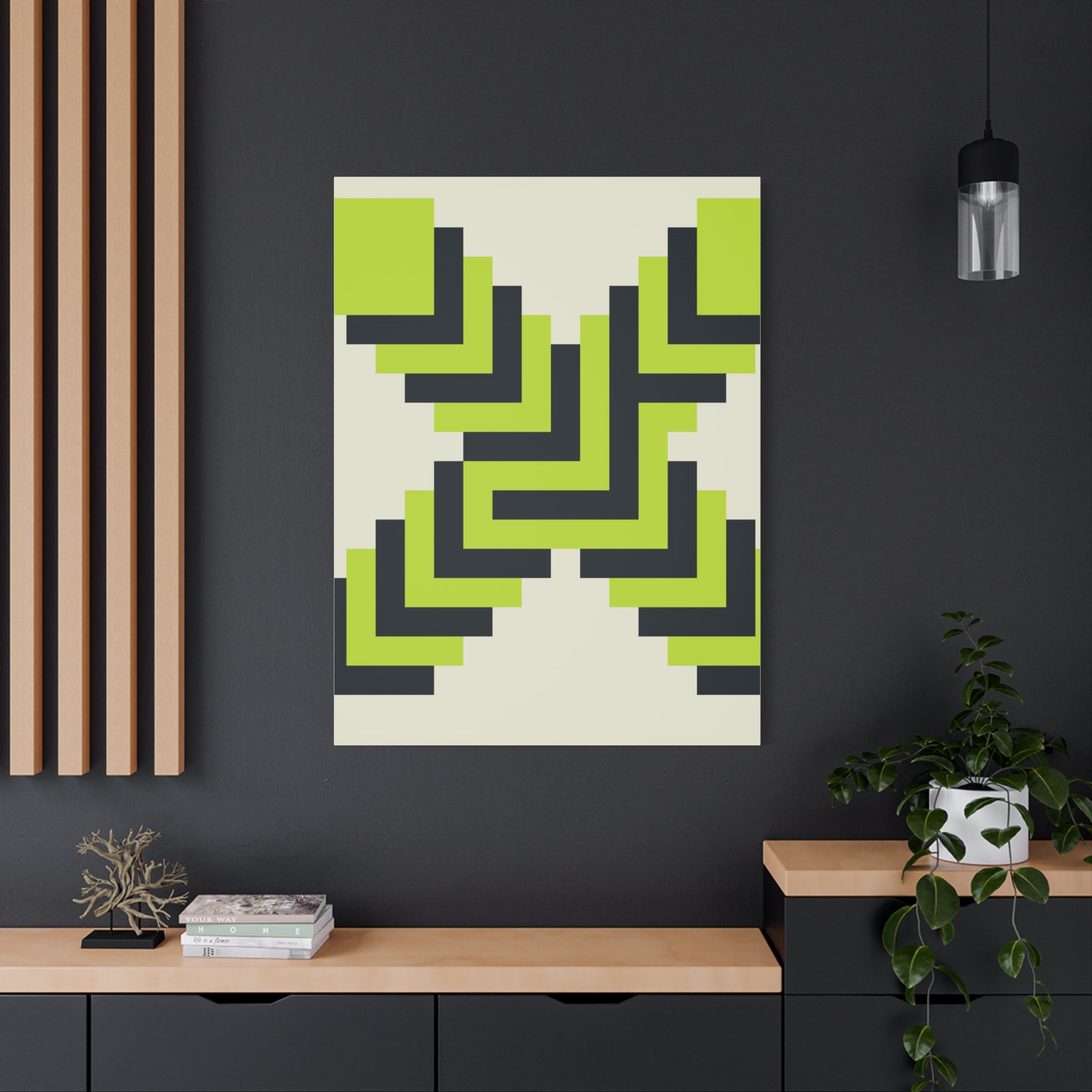 Geometric X Canvas Art - Teal & Lime