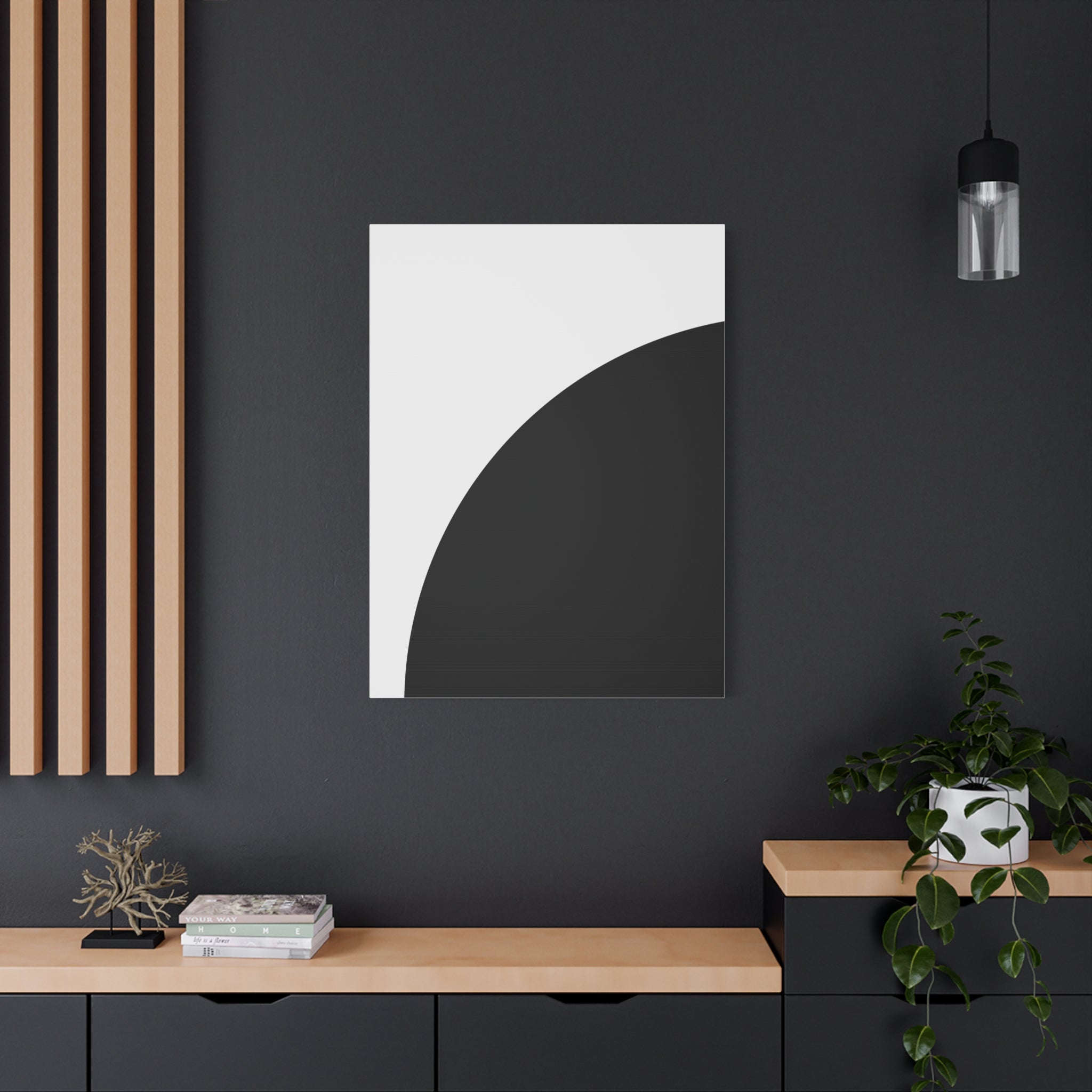 Abstract Black Semicircle Canvas Art