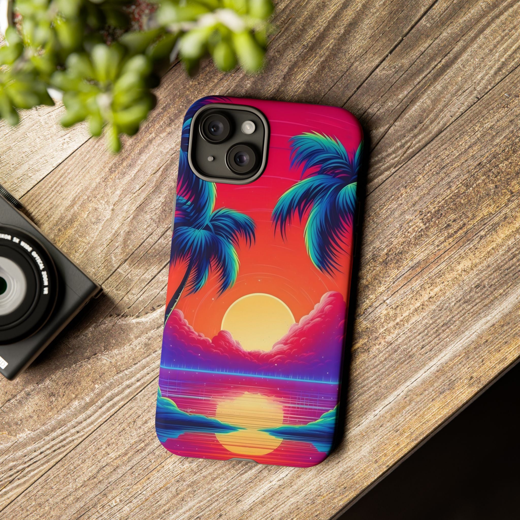 Sunset Palm Hexagon iPhone Case - Rugged