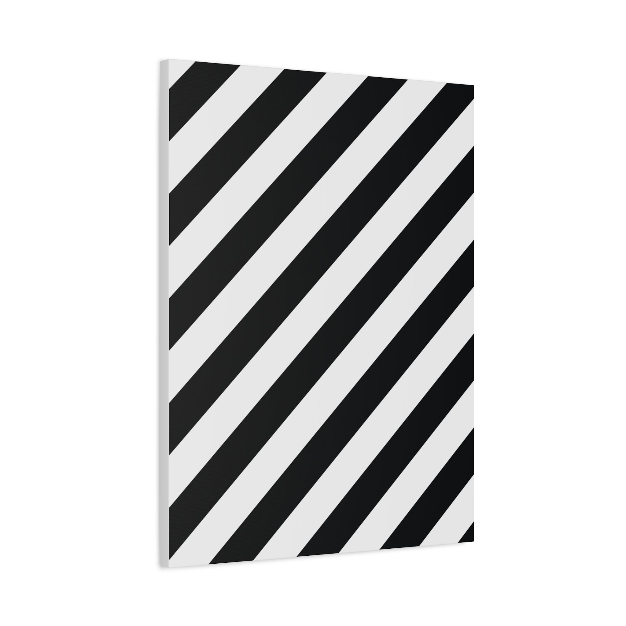 Modern Black & White Diagonal Stripe Canvas Art