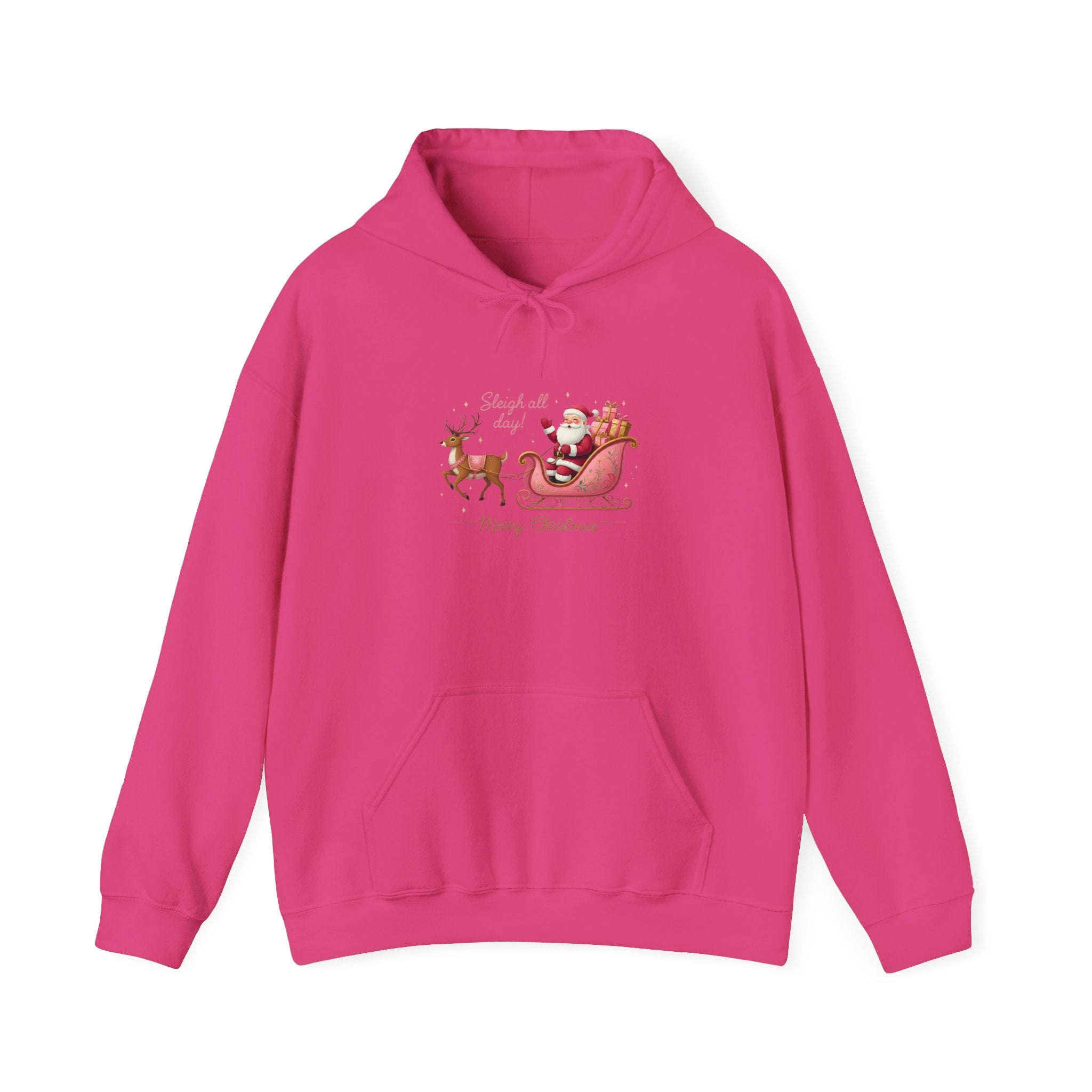 Pink Santa Sleigh Christmas Hoodie