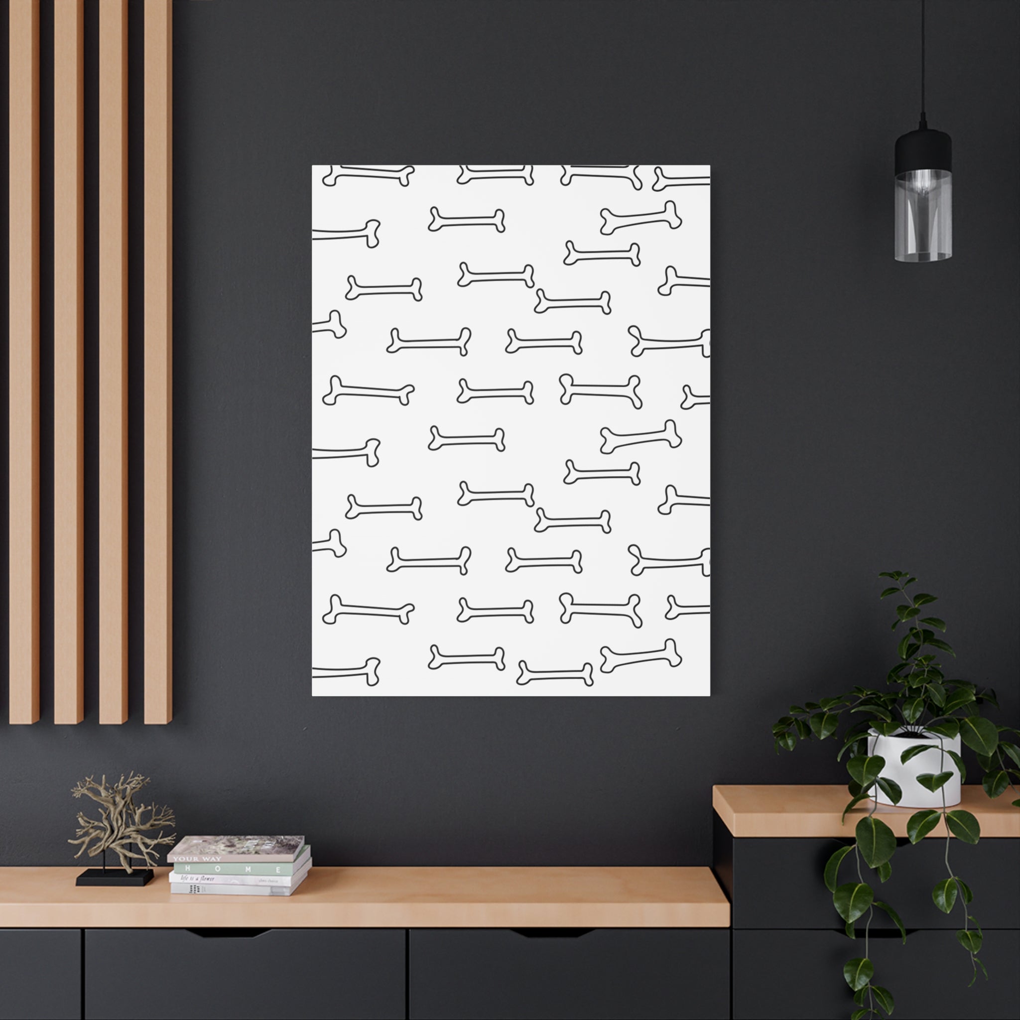 Minimalist Bone Pattern Matte Canvas Art