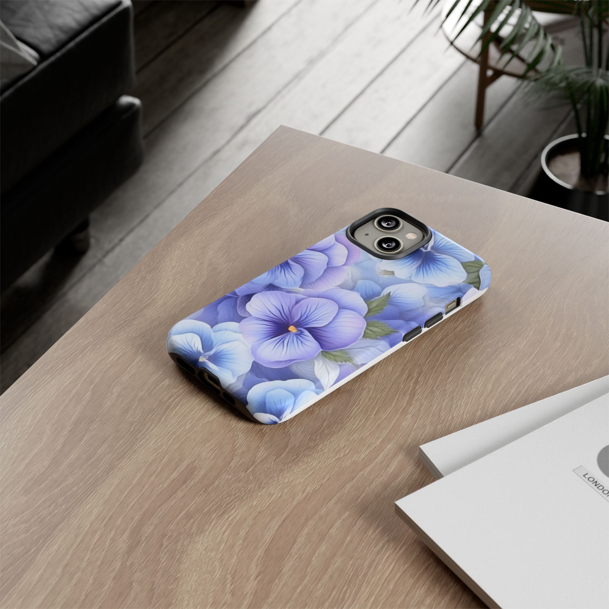 Dreamy Pansy Blue iPhone Case - Hexagon Stone