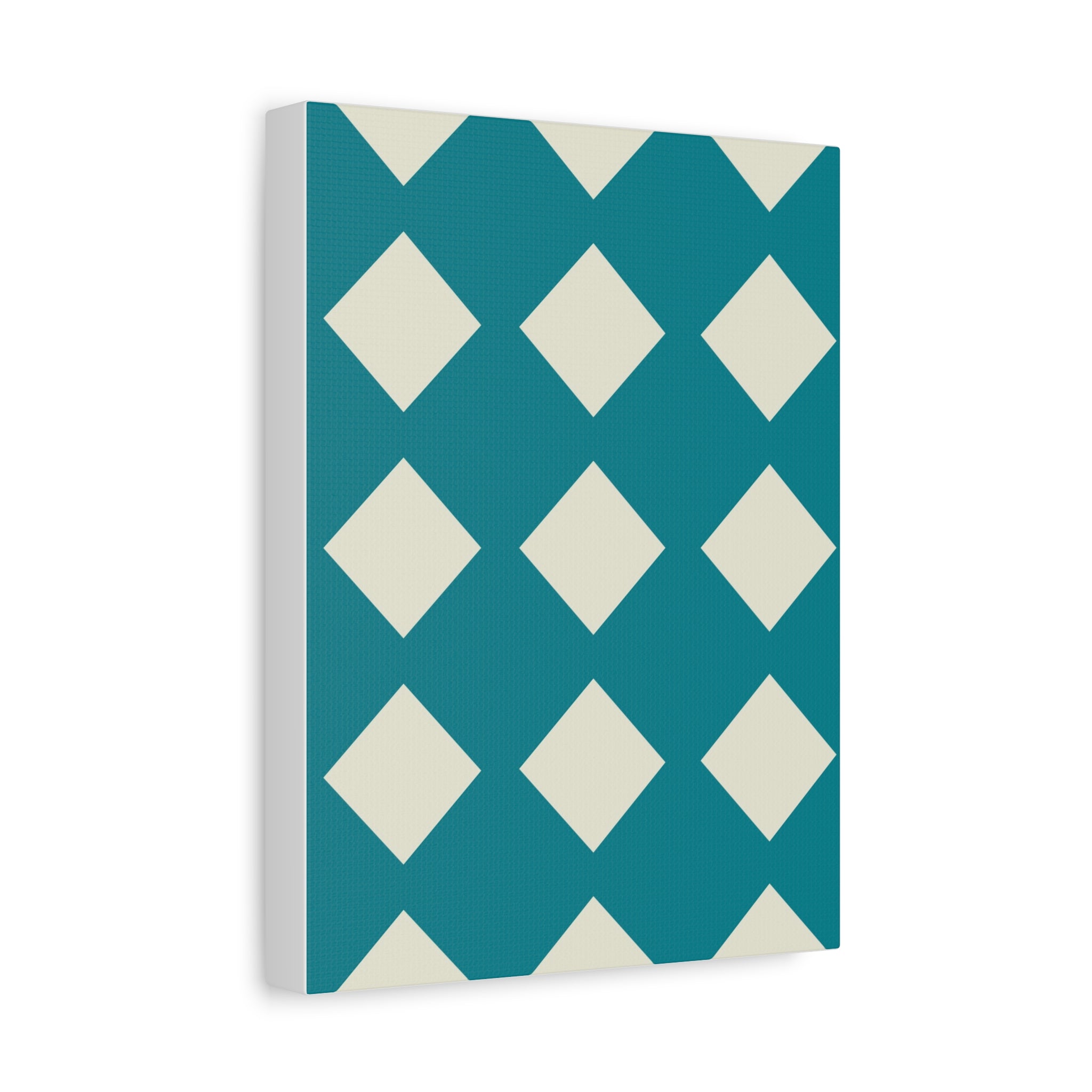 Teal & Cream Diamond Geometric Canvas Art