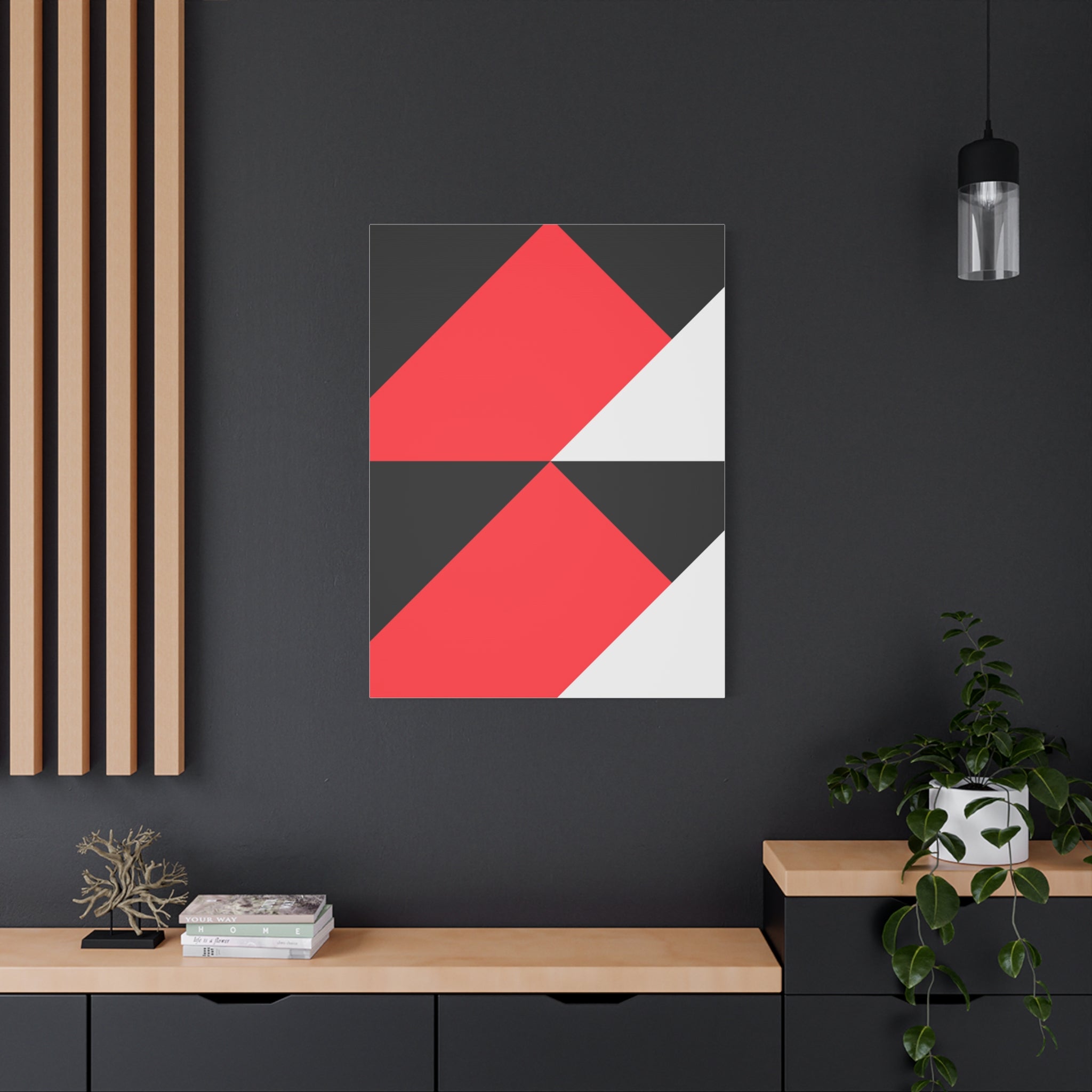 Geometric Red & Gray Canvas Art