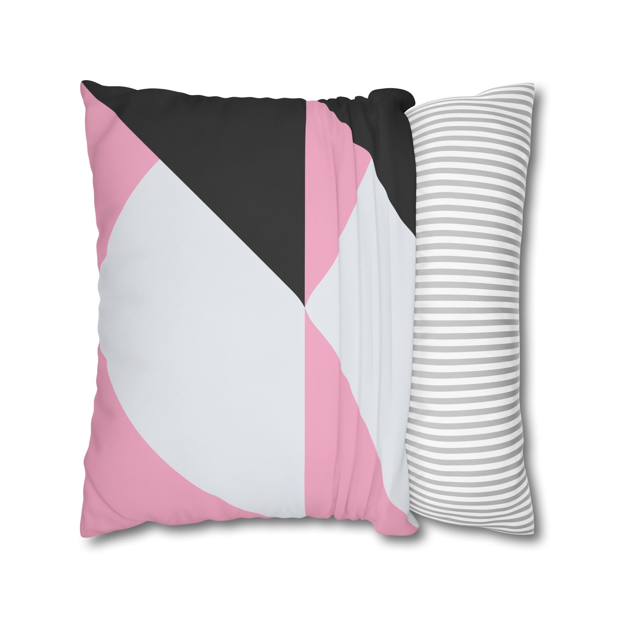 Geometric Triangle Pillowcase - Pink & Gray