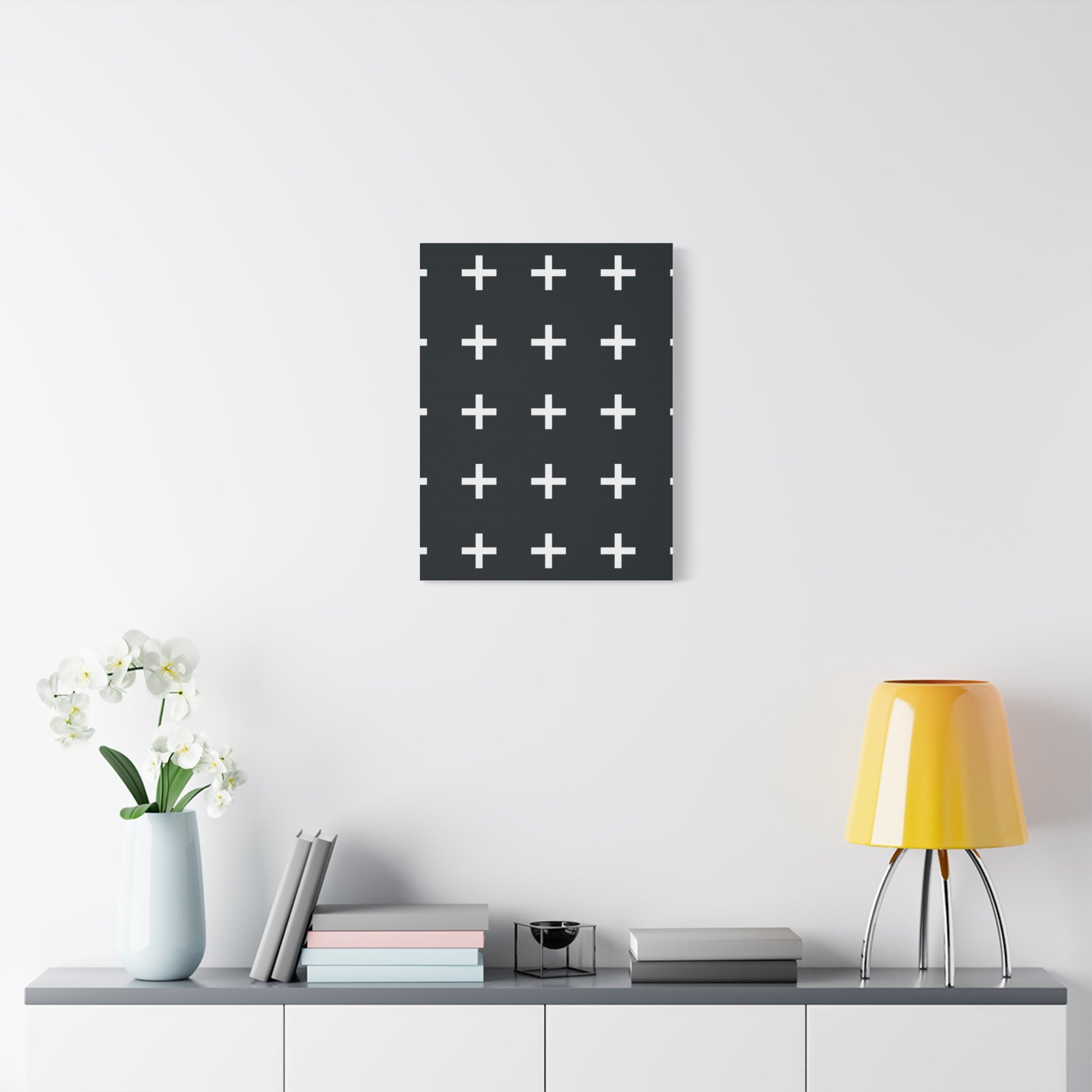 Teal Plus Sign Grid Canvas Art