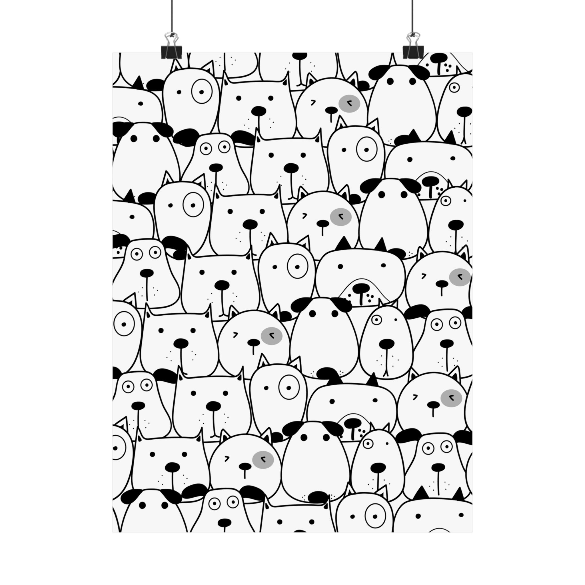 Cute Cartoon Dogs Seamless Pattern Poster