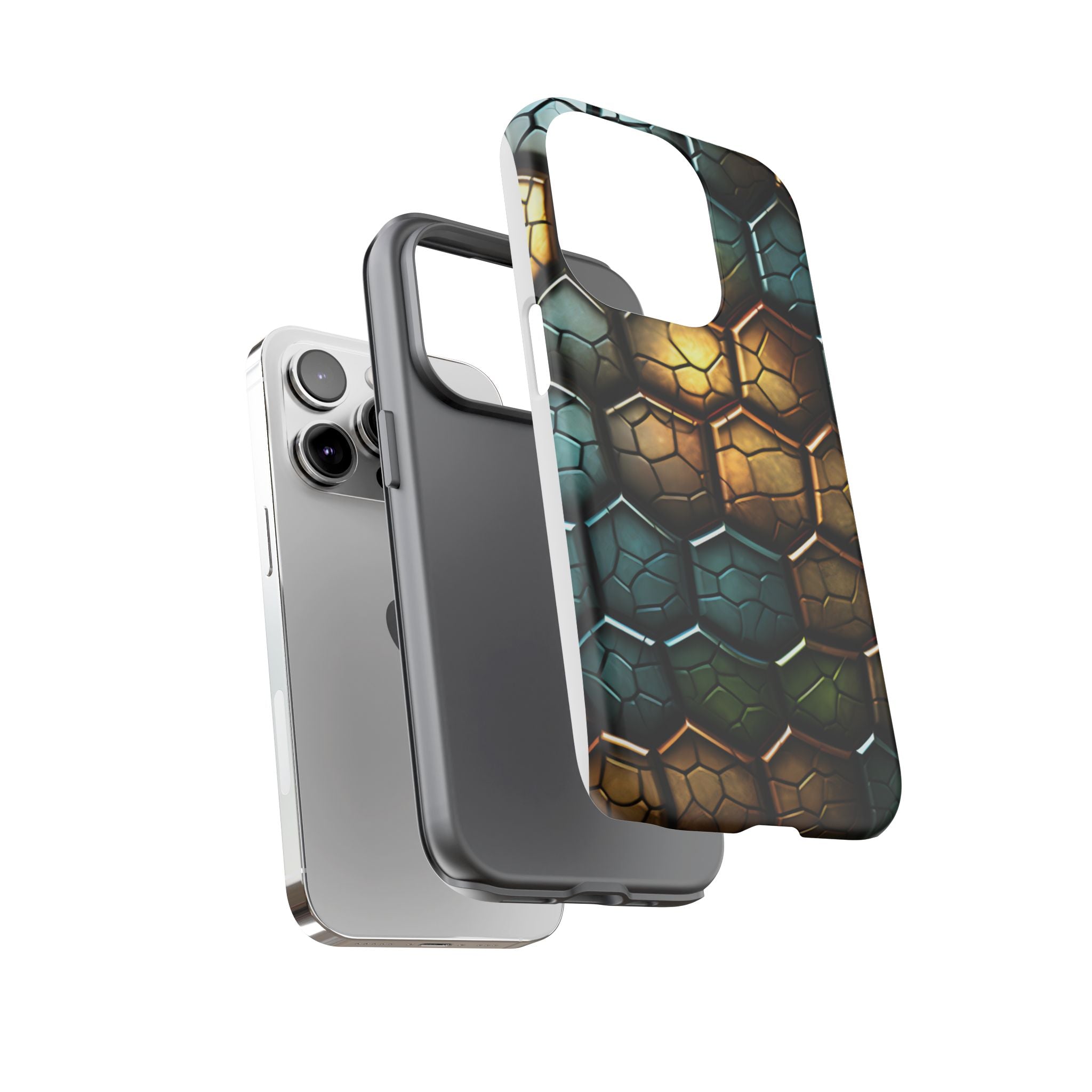 HexaScale iPhone Case: Teal & Bronze