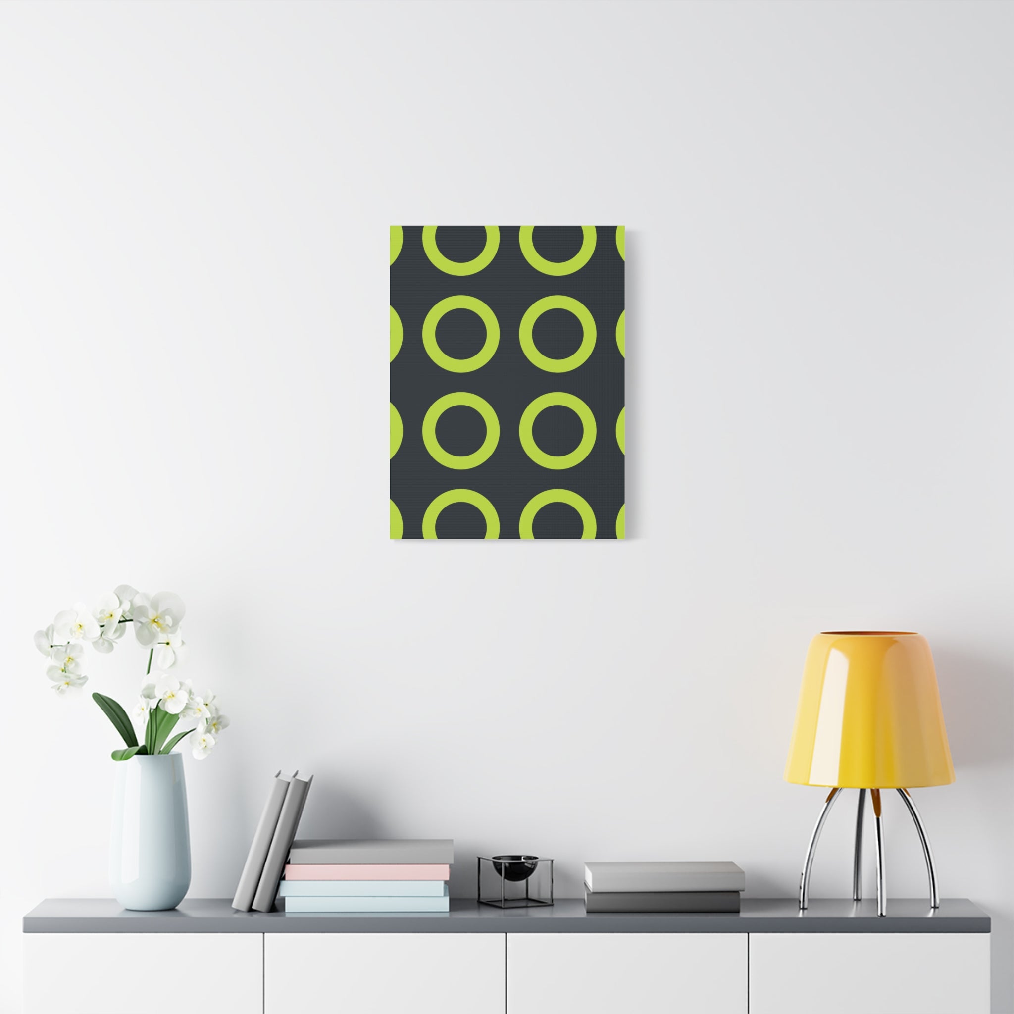 Lime Green Circle Canvas Art - Teal