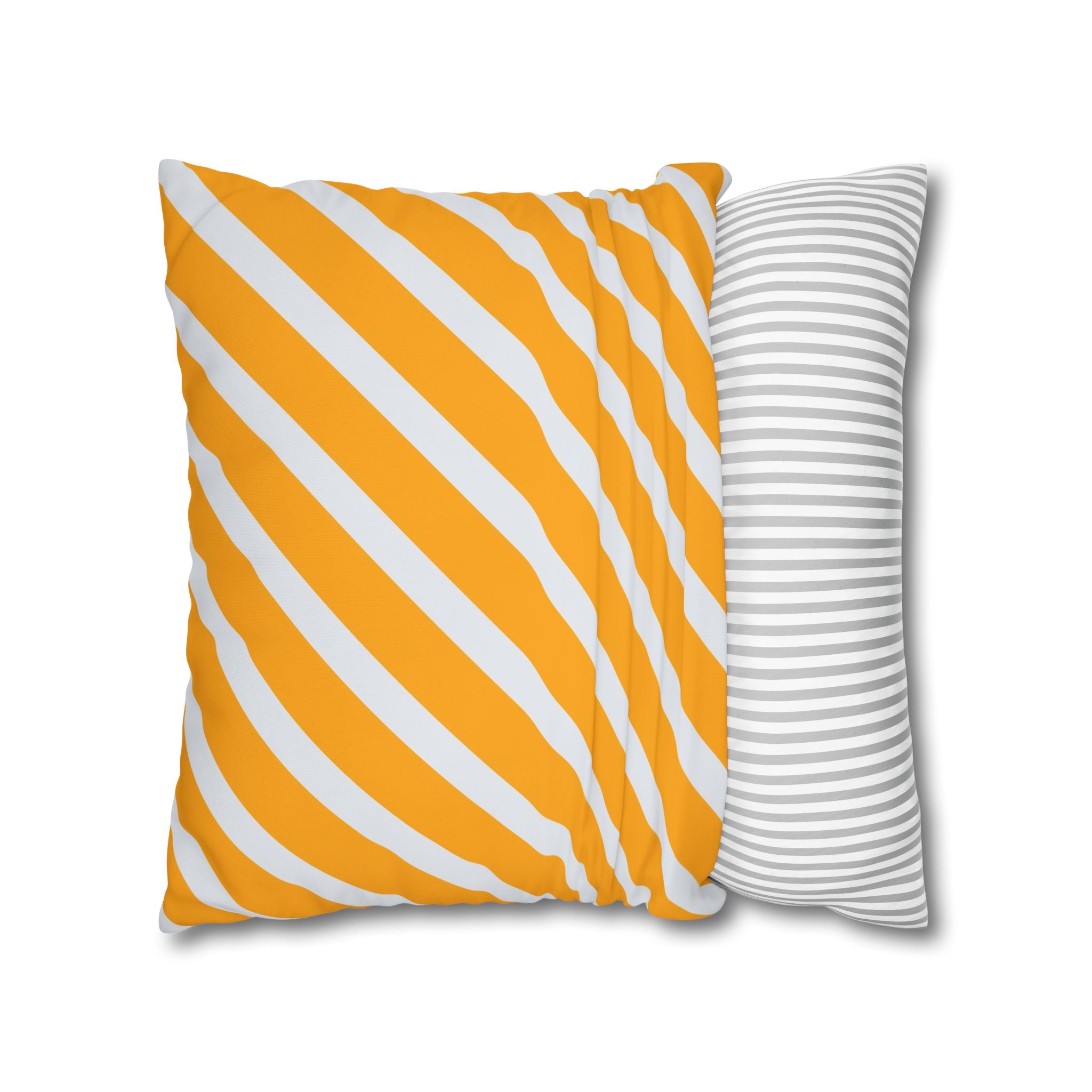 Neon Orange & Gray Diagonal Stripe Pillowcase