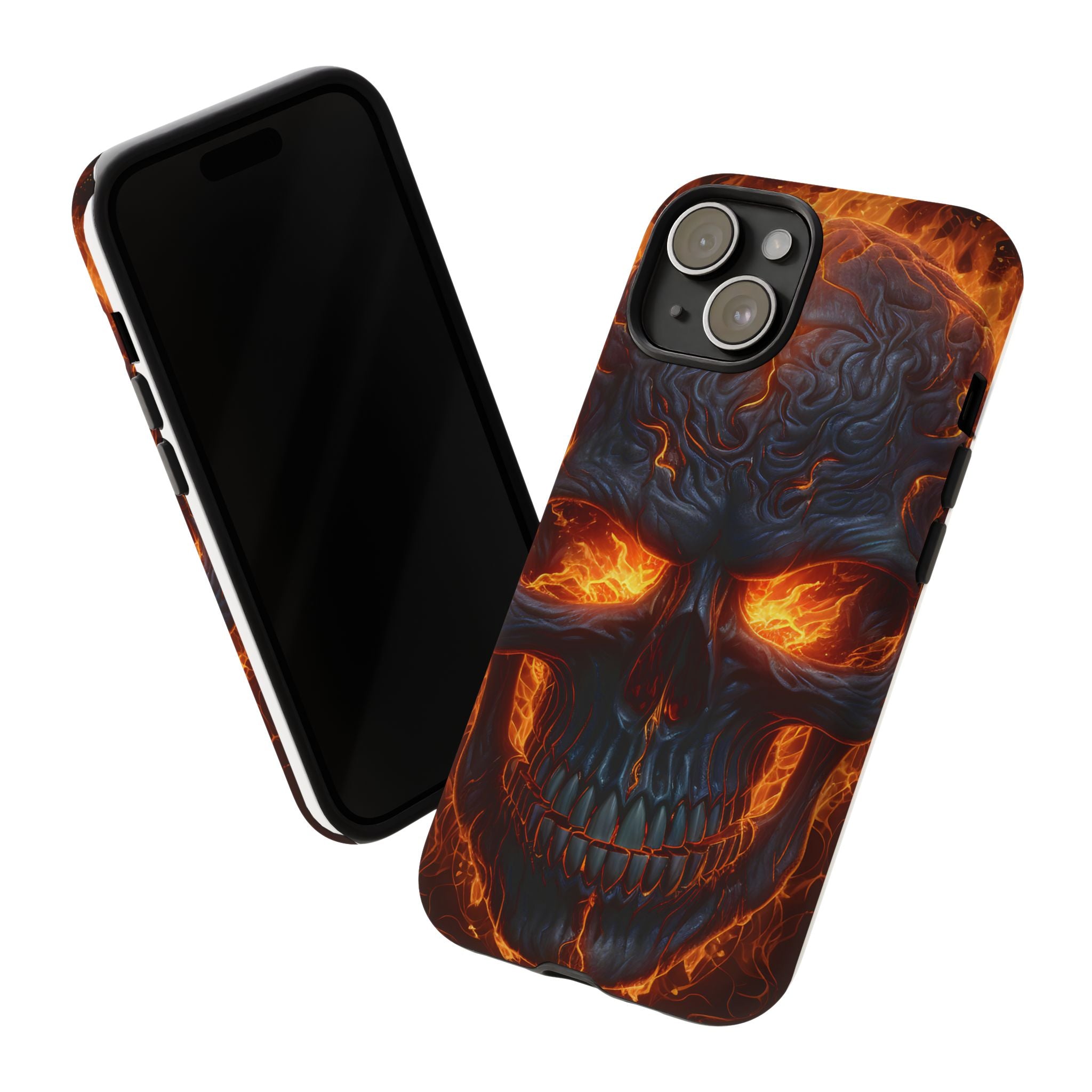 Fiery Skull Hexagon iPhone Case - Rugged Texture