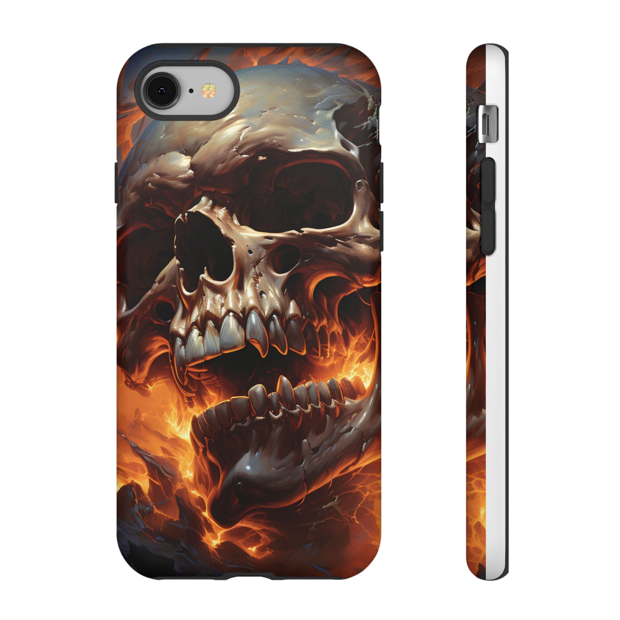 Fiery Skull Hexagon iPhone Case - Rugged