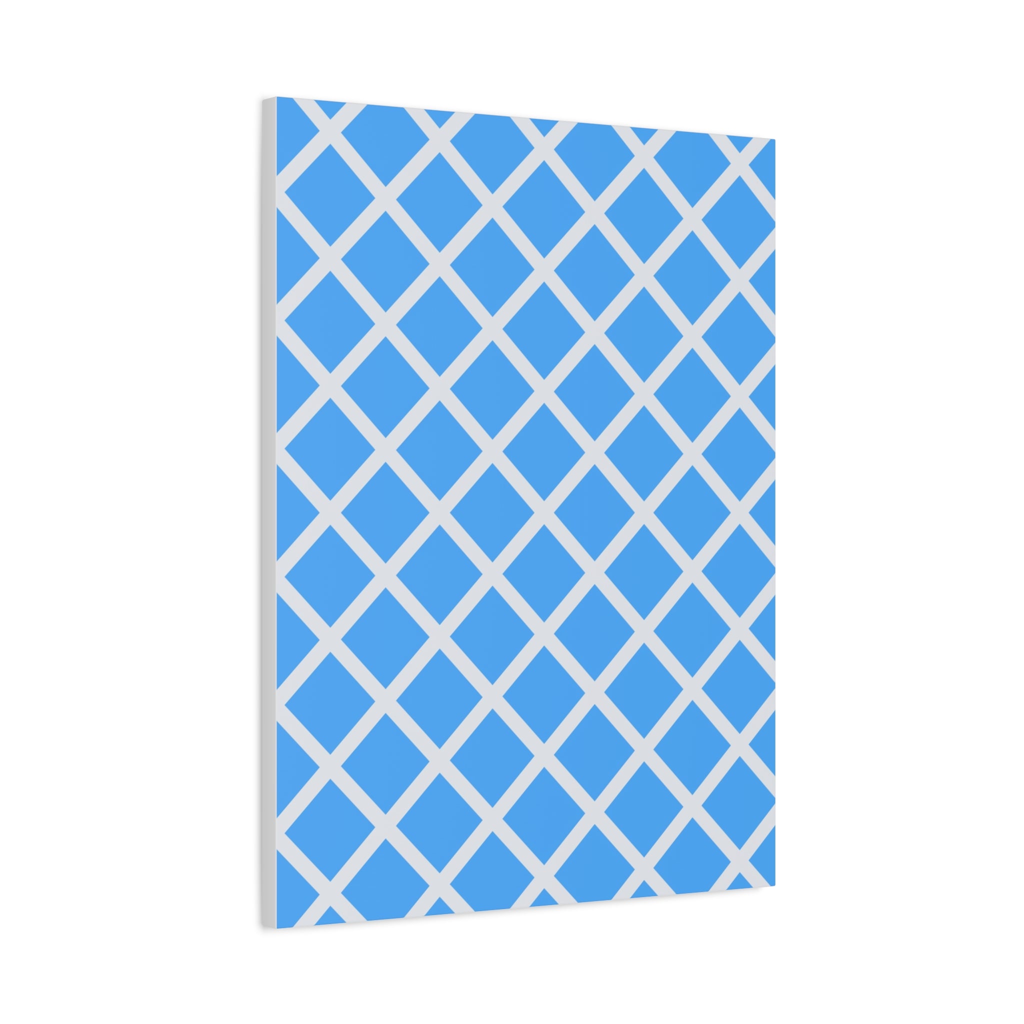 Sky Blue Diamond Grid Matte Canvas Art