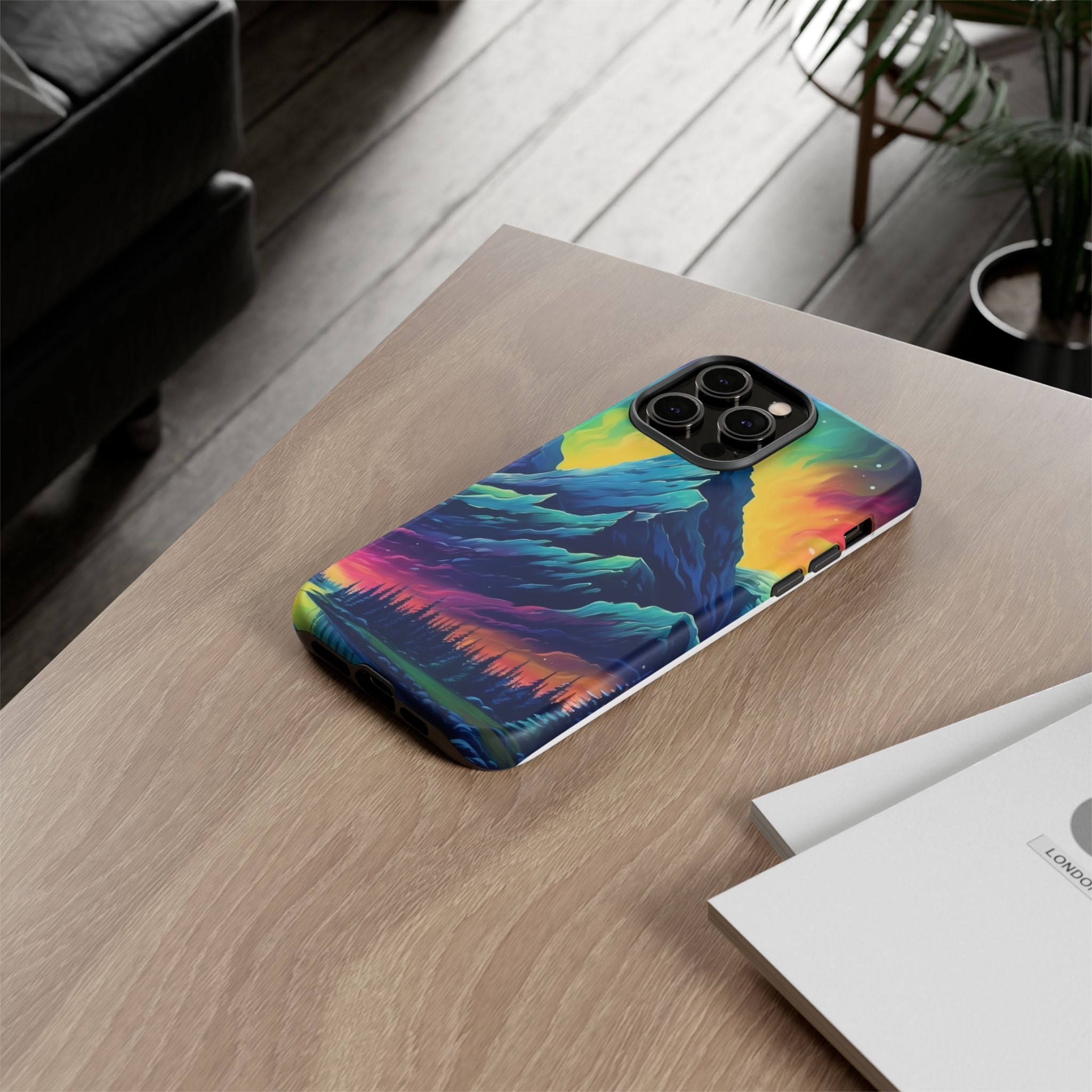 Aurora Mountain Hexagon iPhone Case