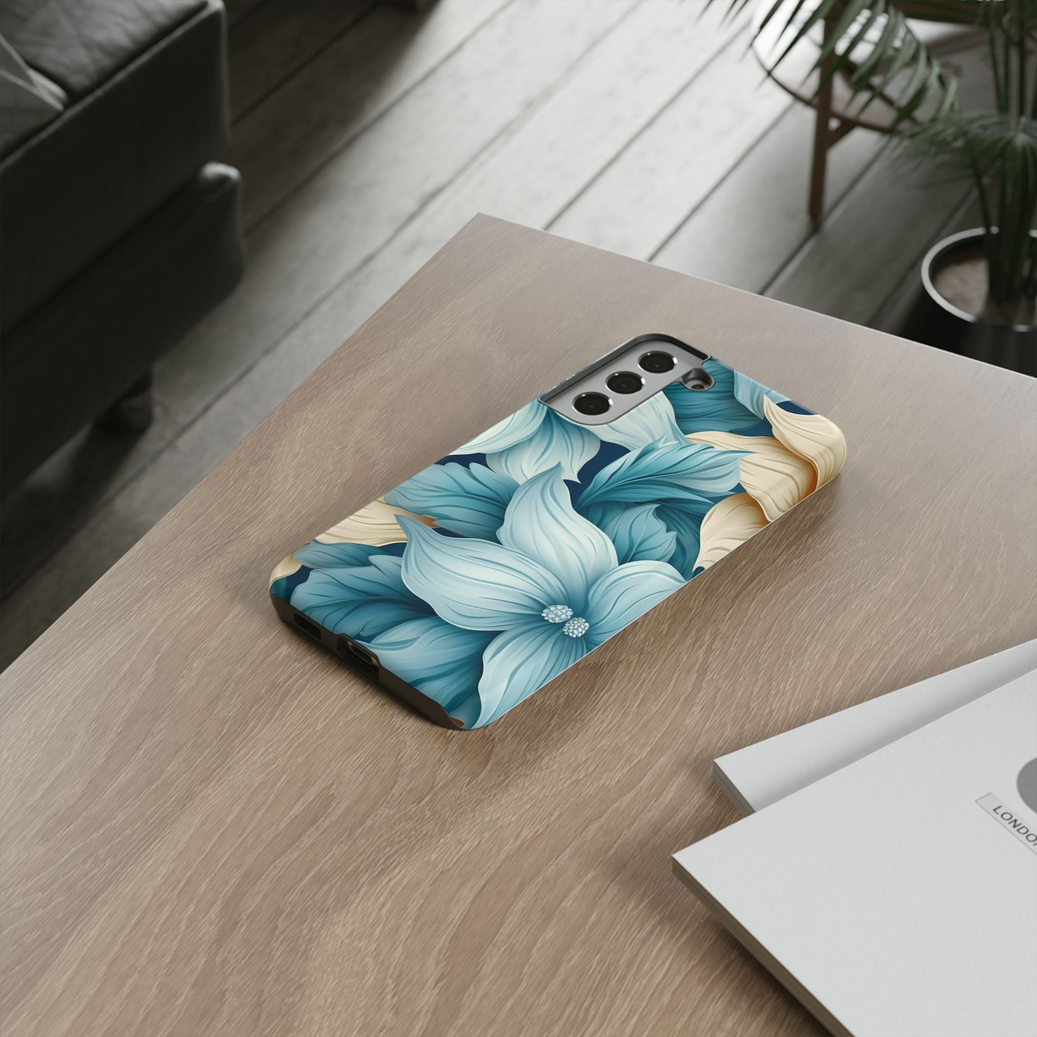 Teal Floral Samsung Phone Case