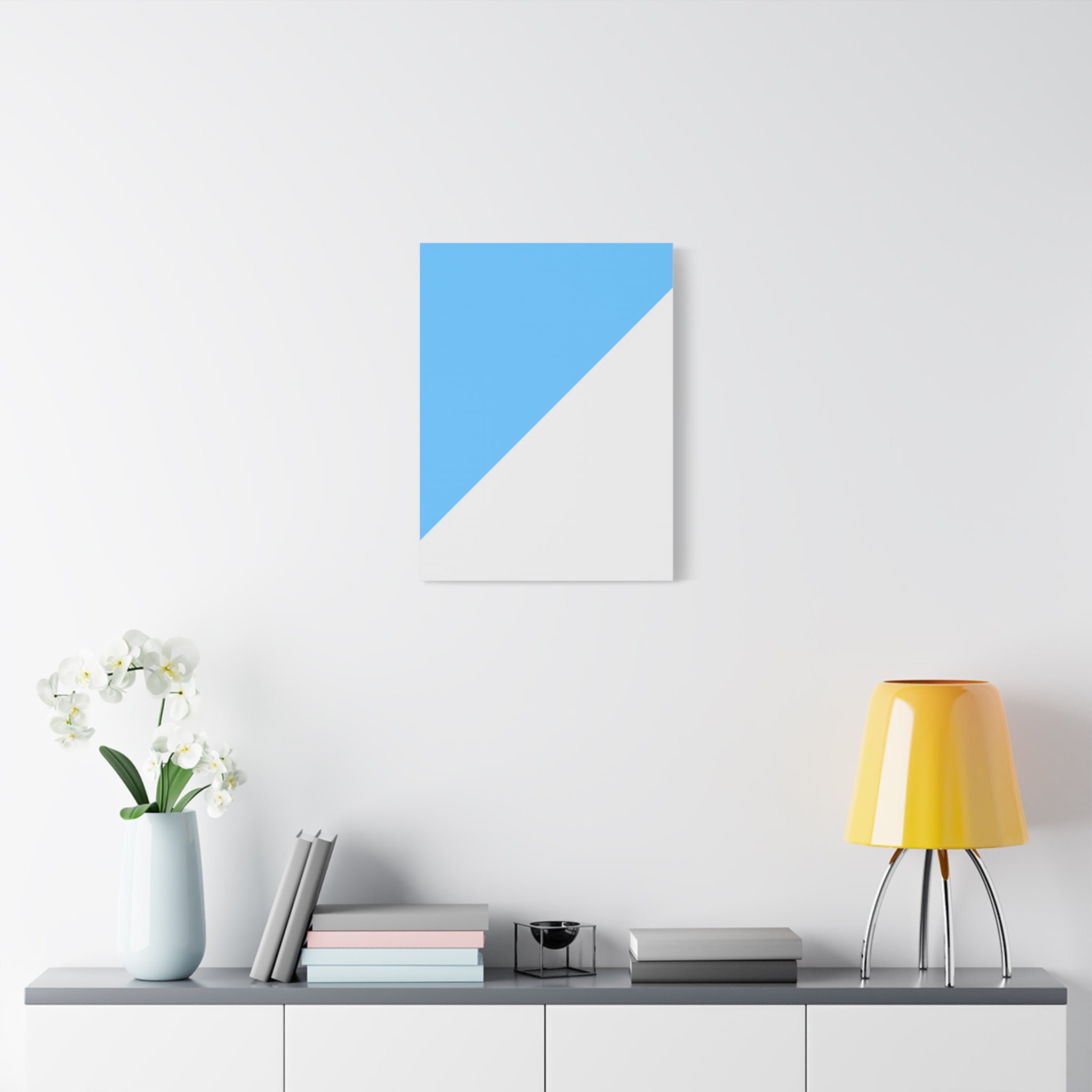 Abstract Blue & Gray Diagonal Canvas Art