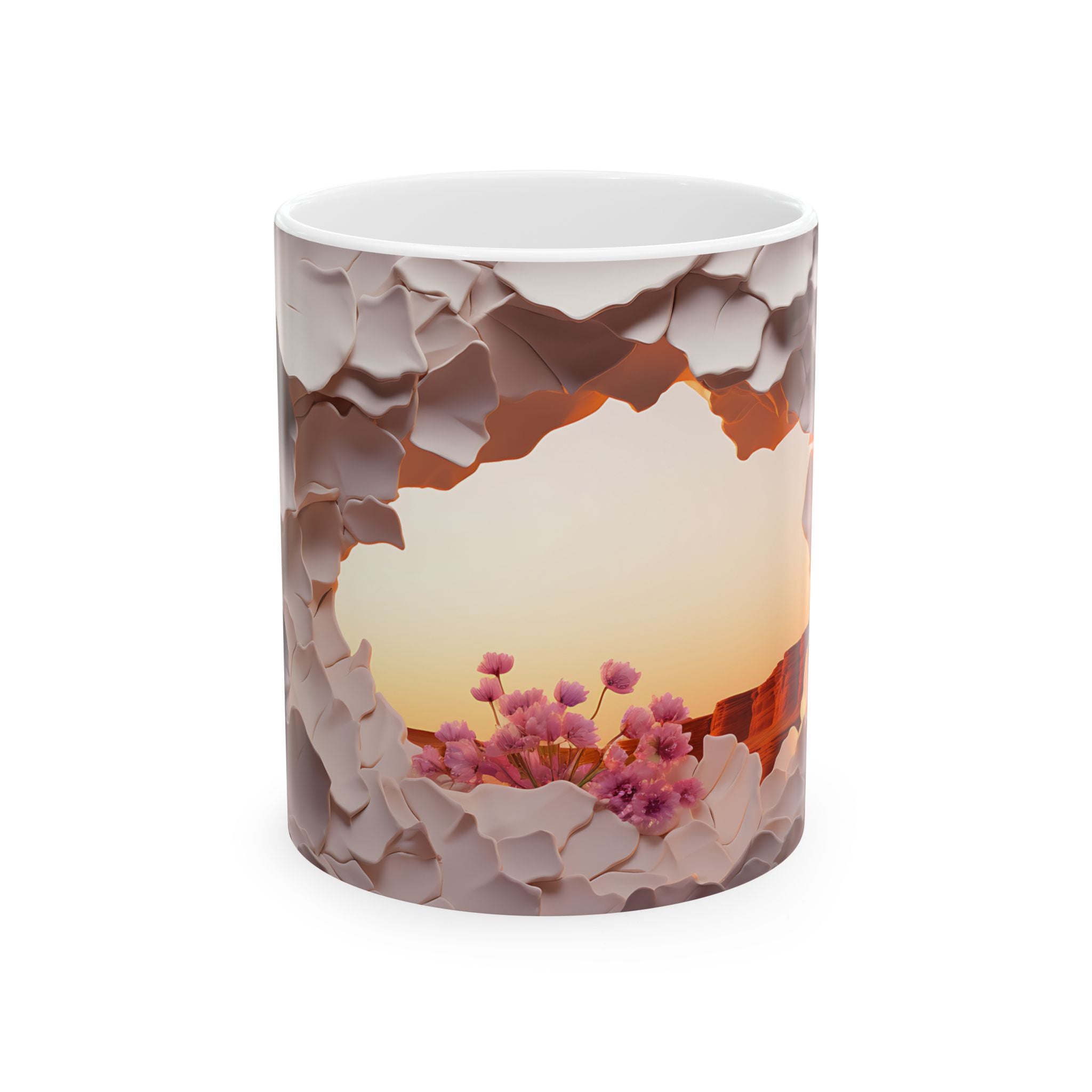 Desert Bloom Mug: Surreal Landscape Art