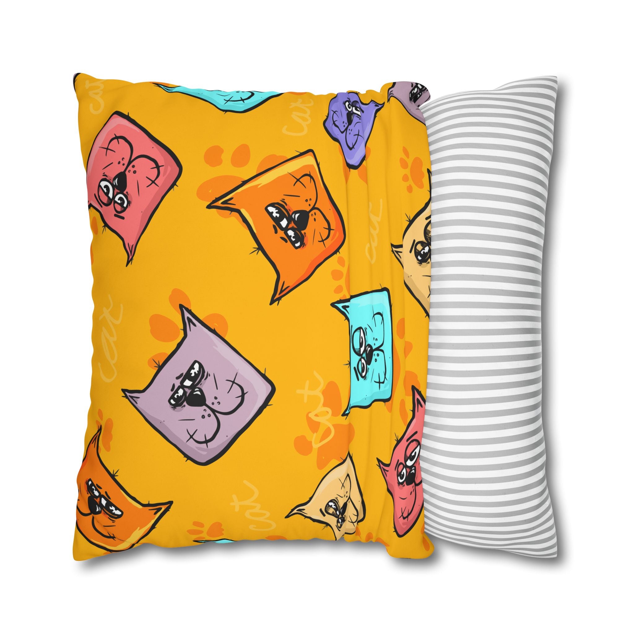 Pastel Cat Pillowcase - Gold Paw Print