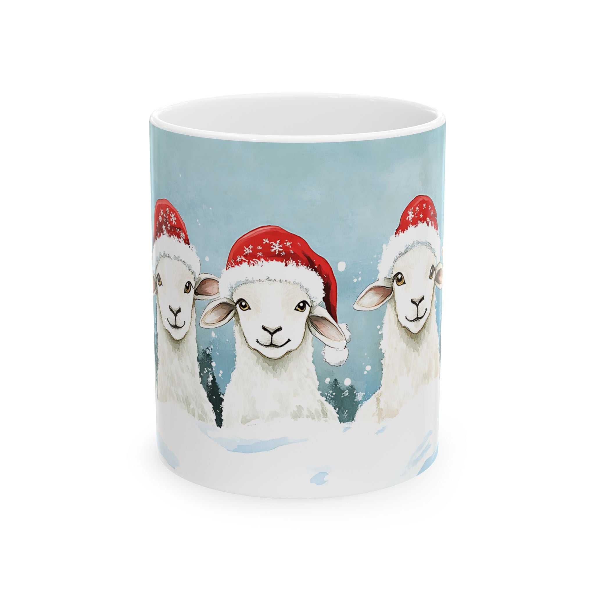 5 Santa Lambs Christmas Mug