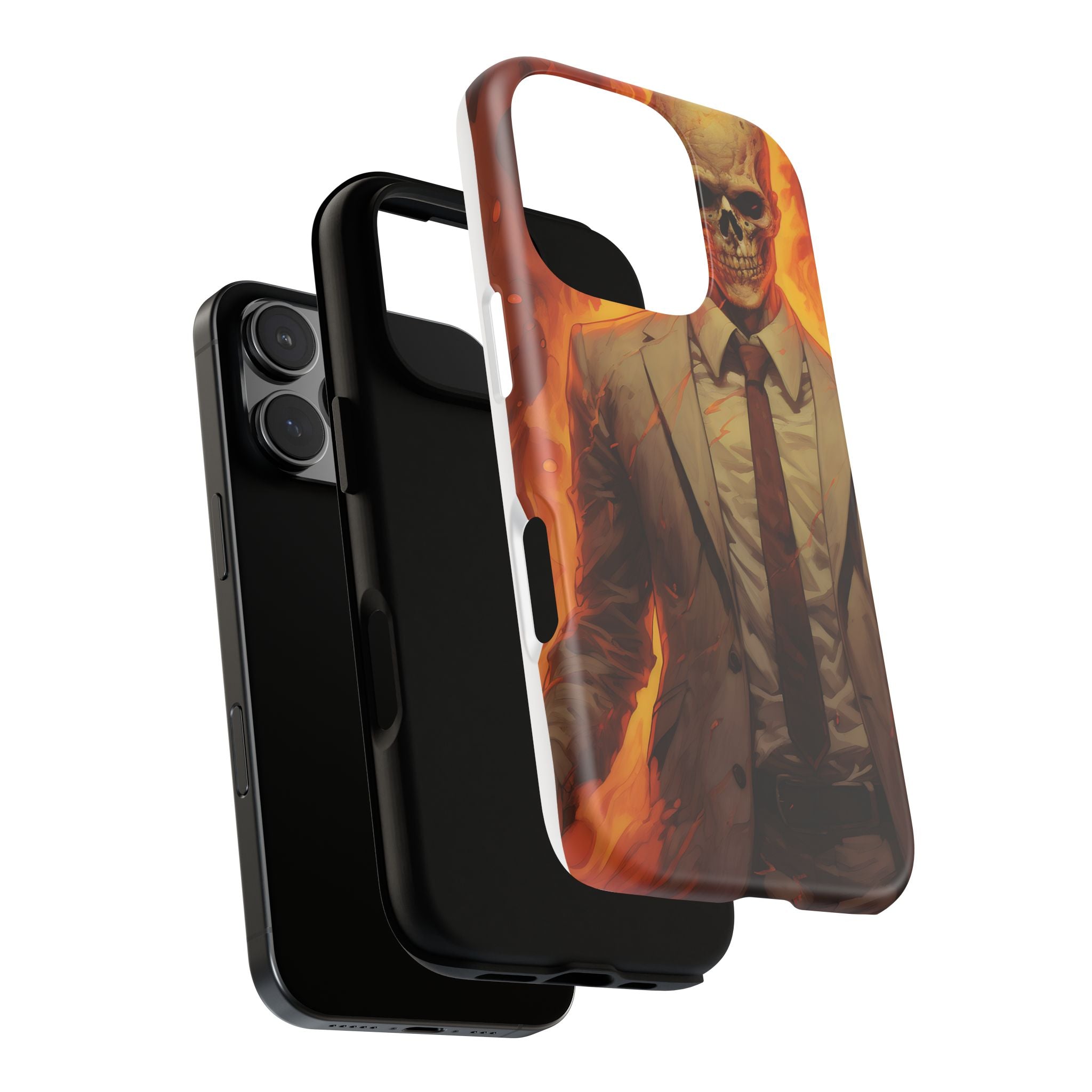 Fiery Skull Man Hexagon Stone iPhone Case