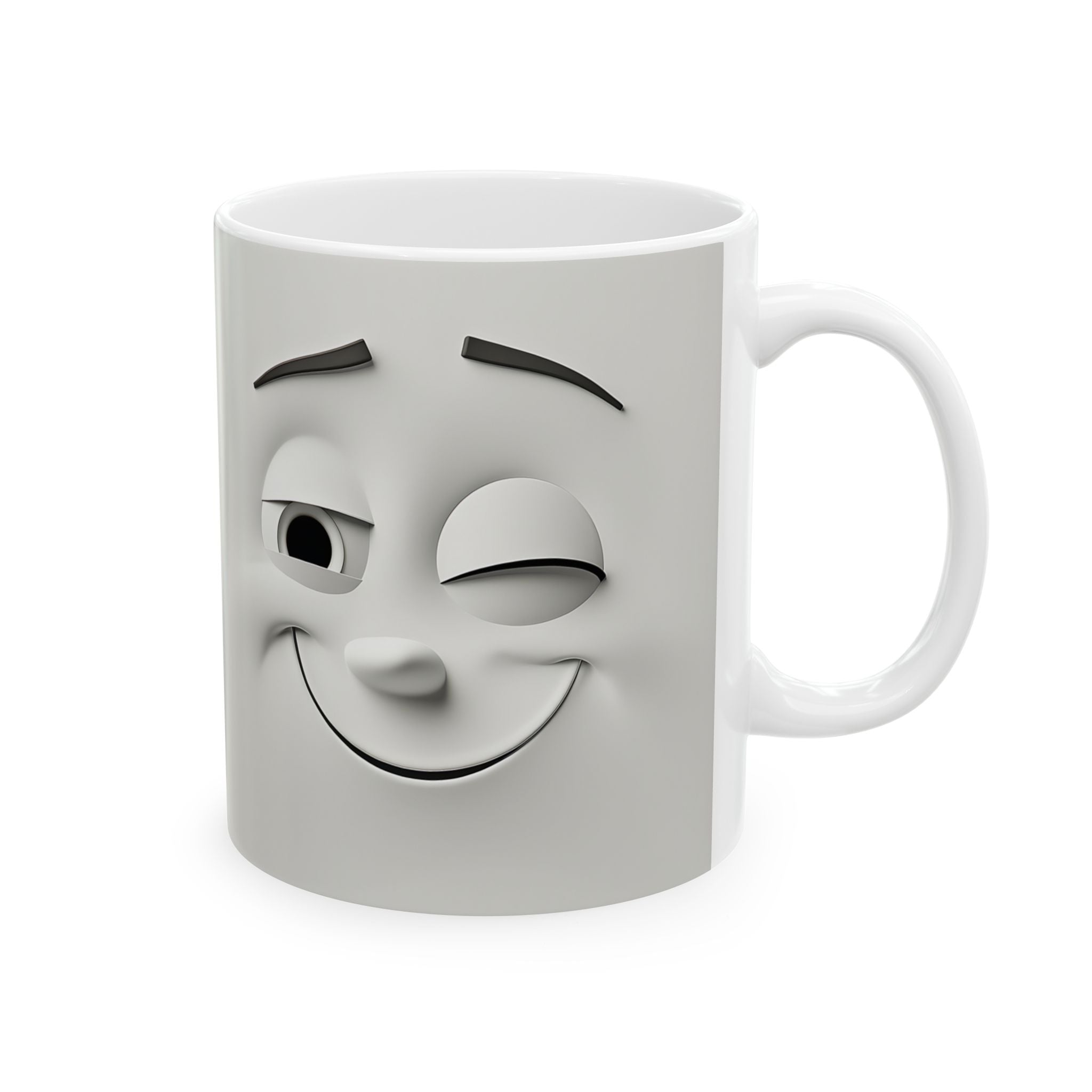 Winking Faces Mug - Cute Gray Duo