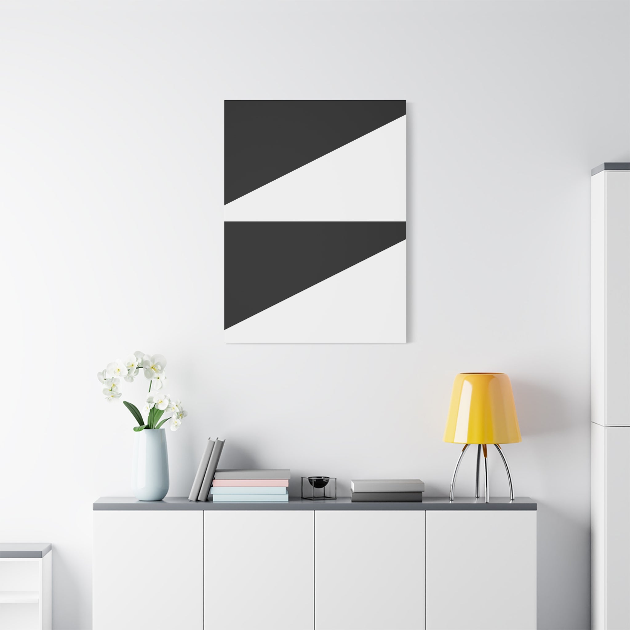 Geometric Black Triangles Canvas Art