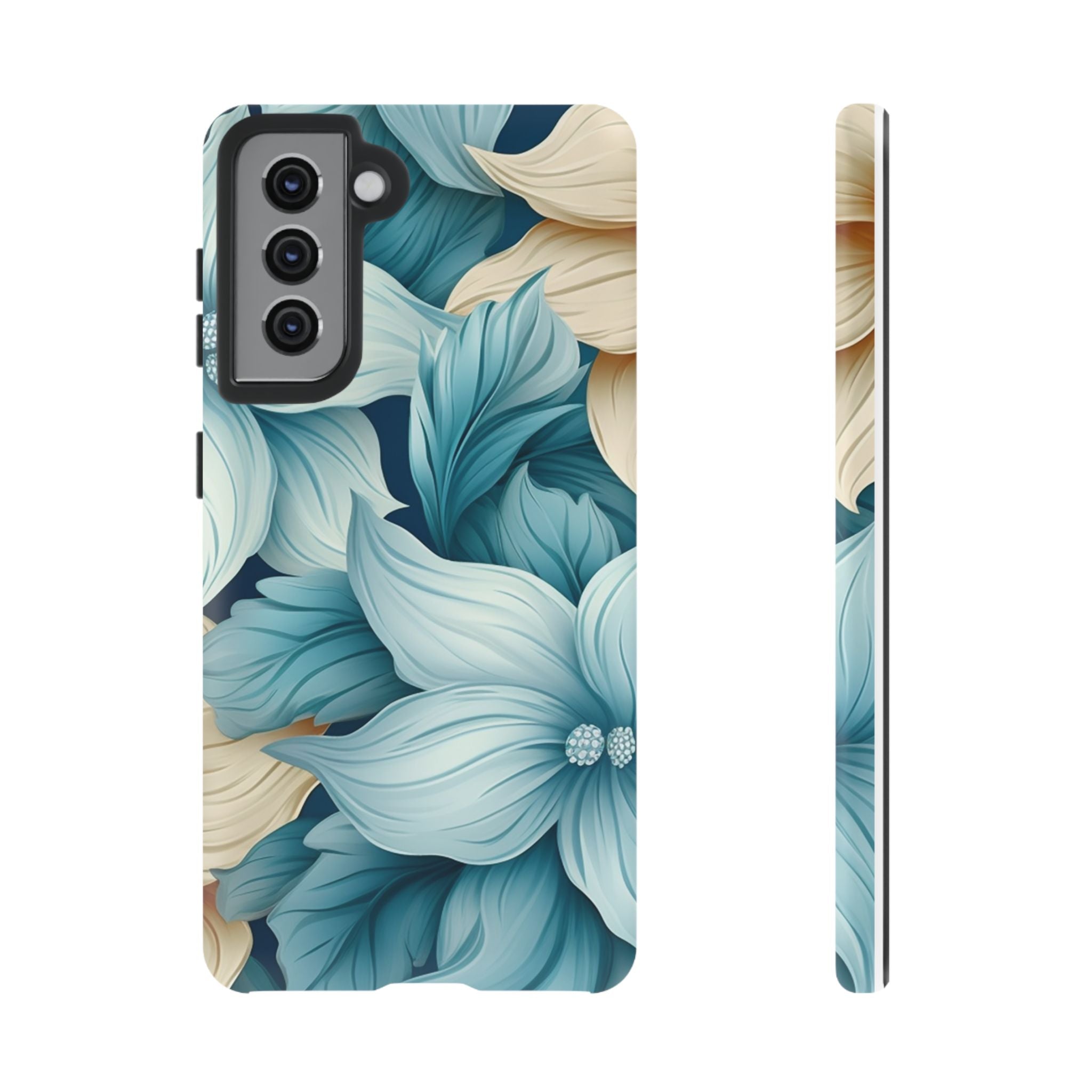 Teal Floral Samsung Phone Case