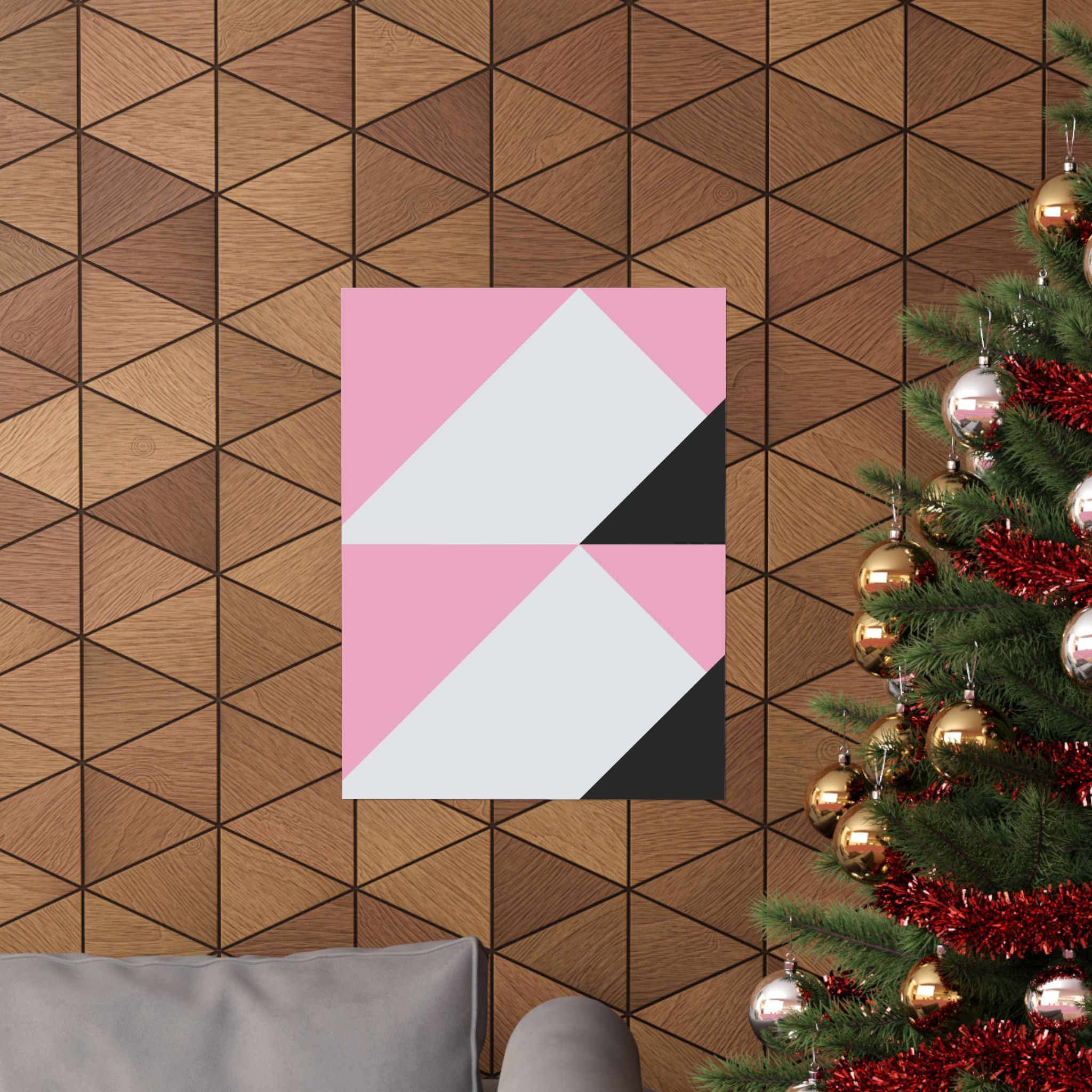 Geometric Pink & Gray Abstract Art Poster