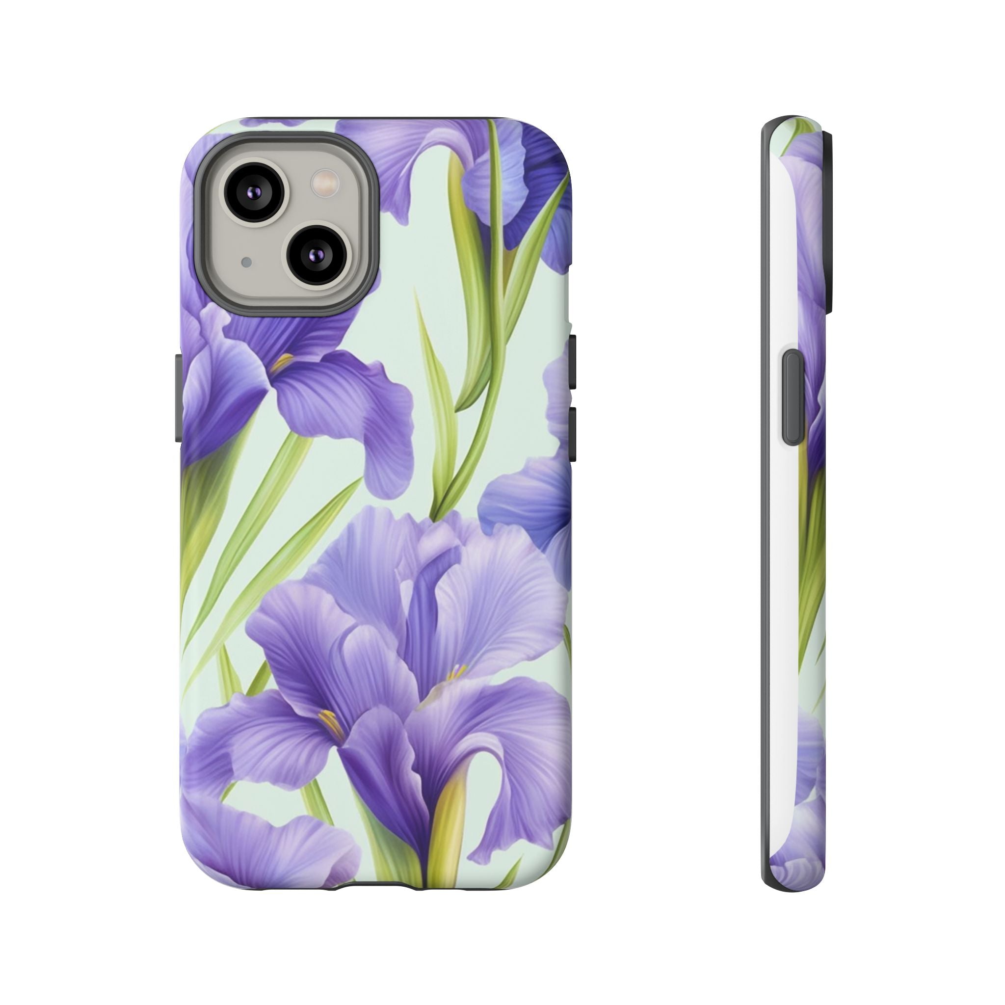 Purple Iris Floral iPhone Case - Hexagon Stone