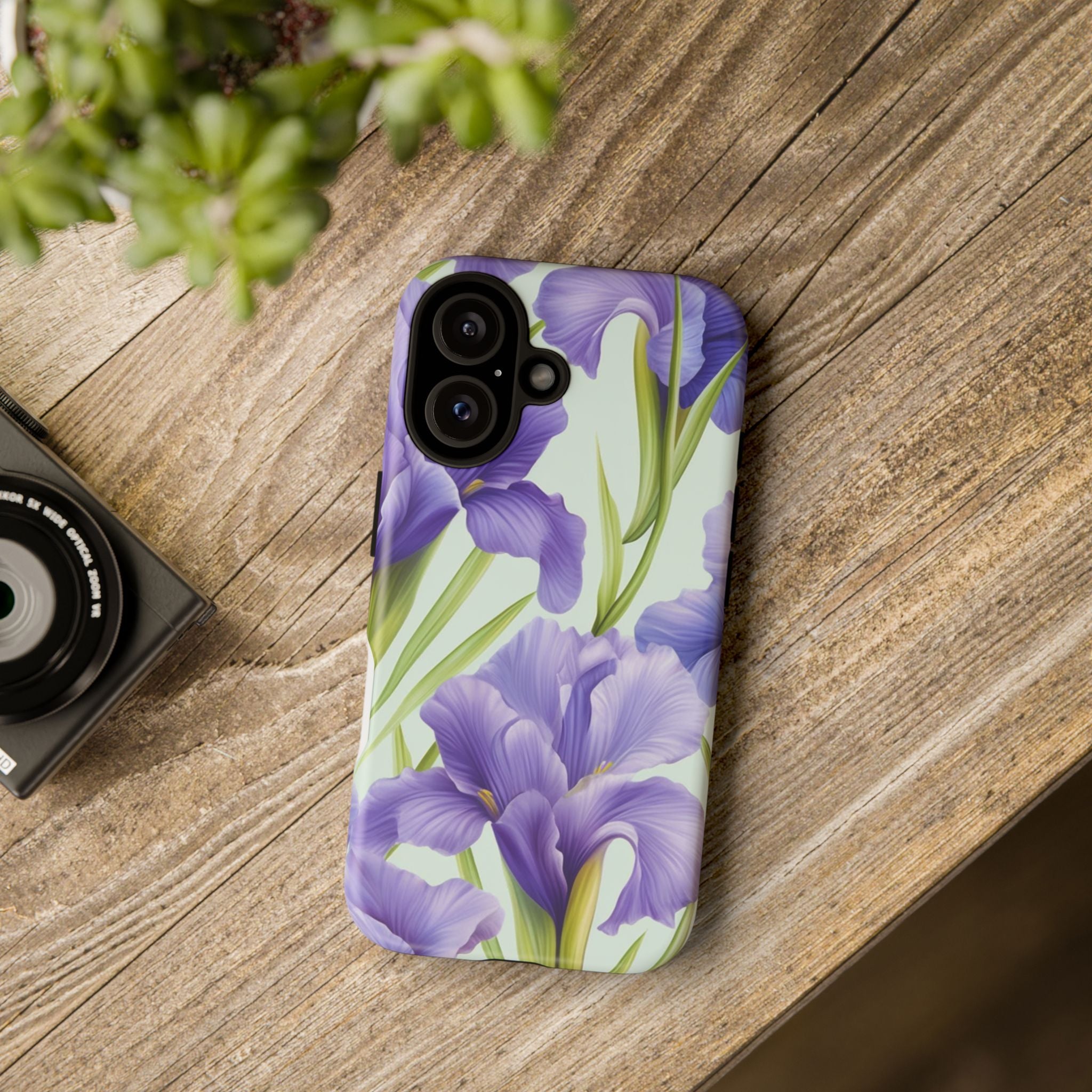 Purple Iris Floral iPhone Case - Hexagon Stone