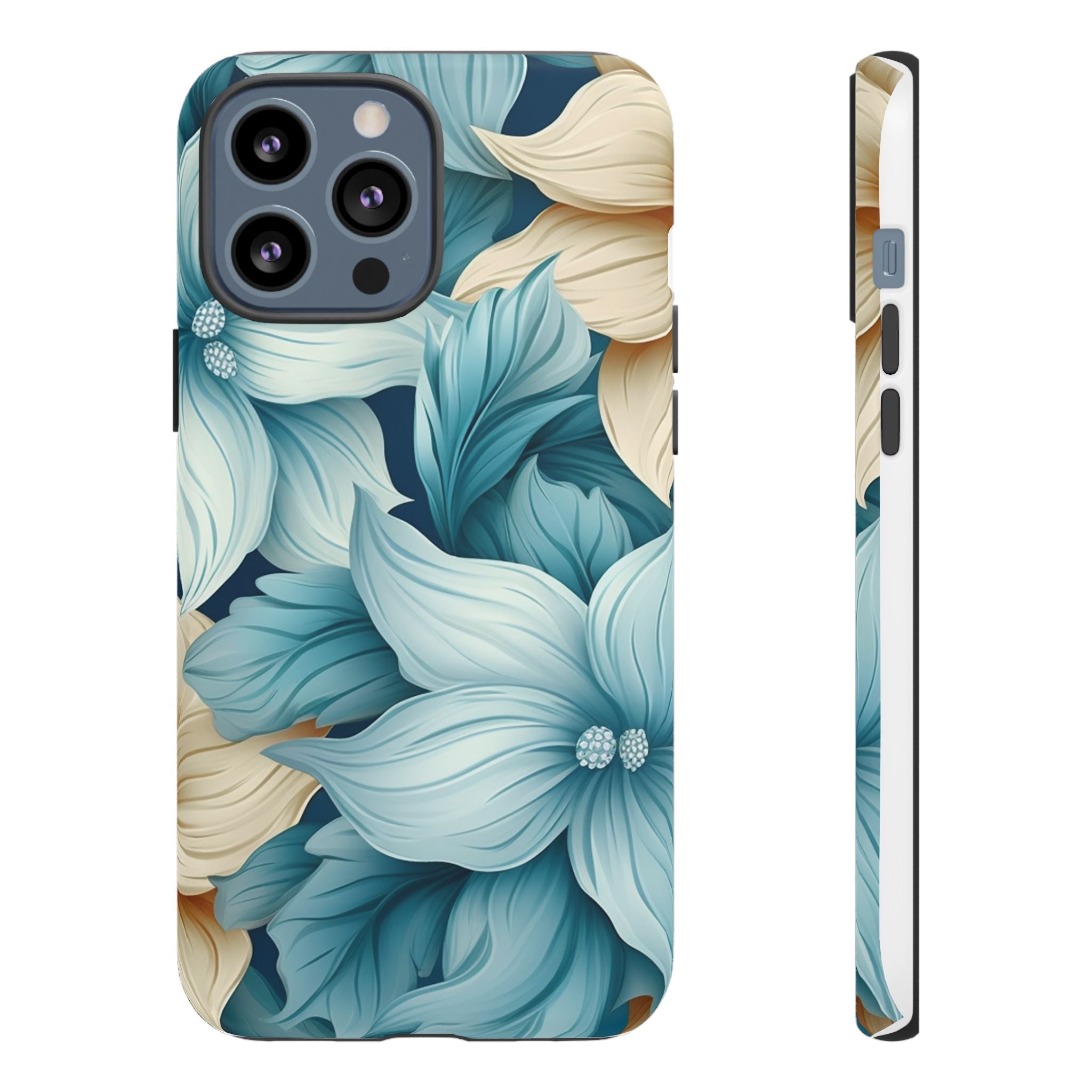 Teal Floral Hexagon iPhone Case - Rugged