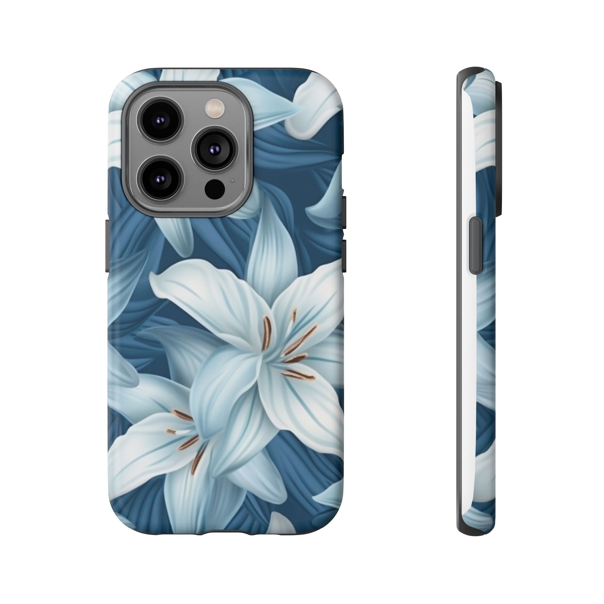 Pastel Blue Lily iPhone Case - Hexagon Stone