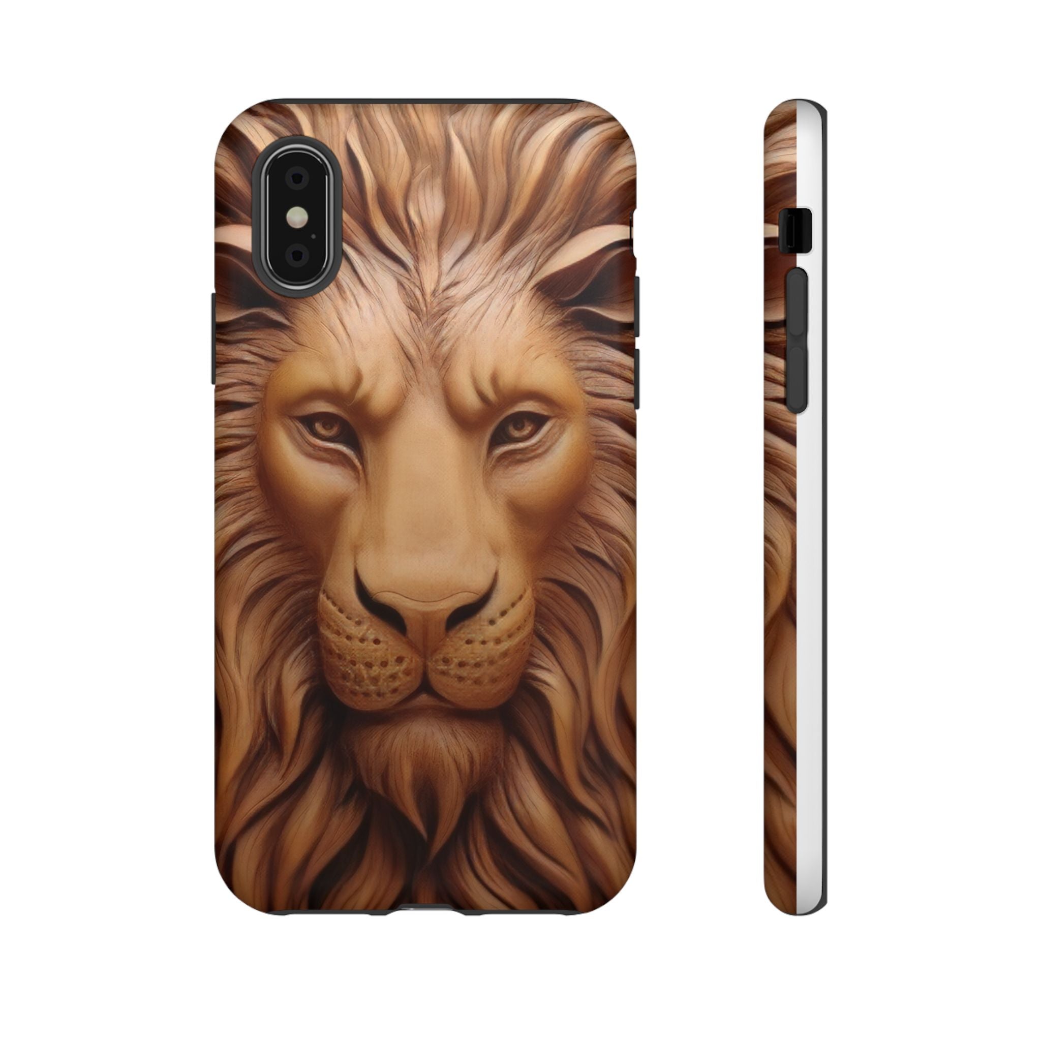 Majestic Lion Head Hexagon Stone iPhone Case