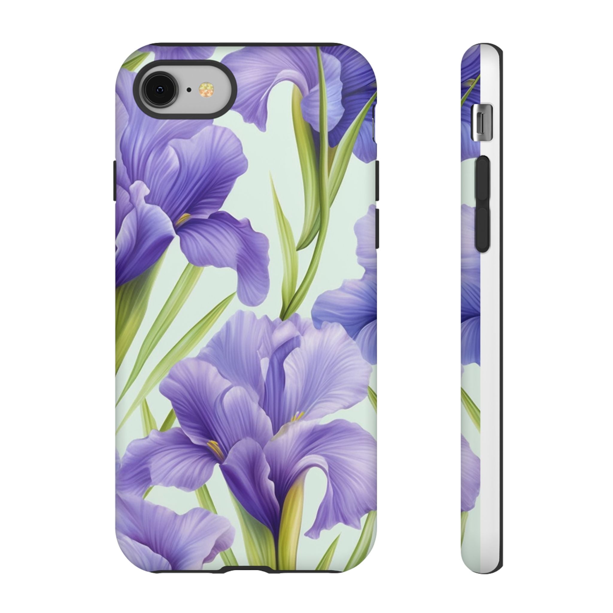 Purple Iris Floral iPhone Case - Hexagon Stone