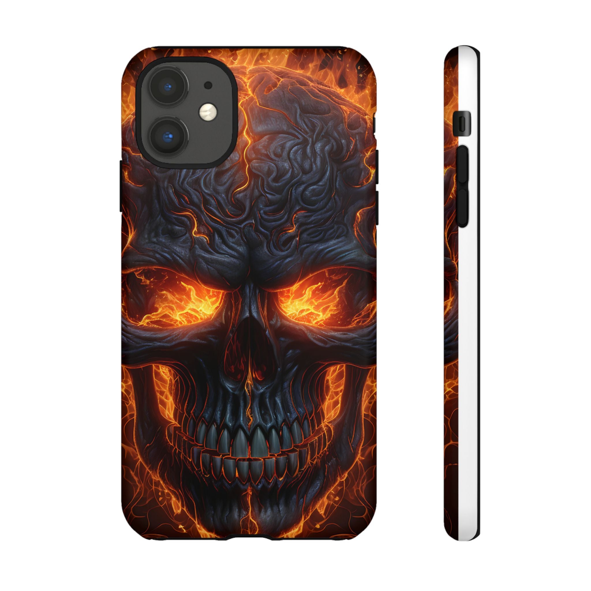 Fiery Skull Hexagon iPhone Case - Rugged Texture