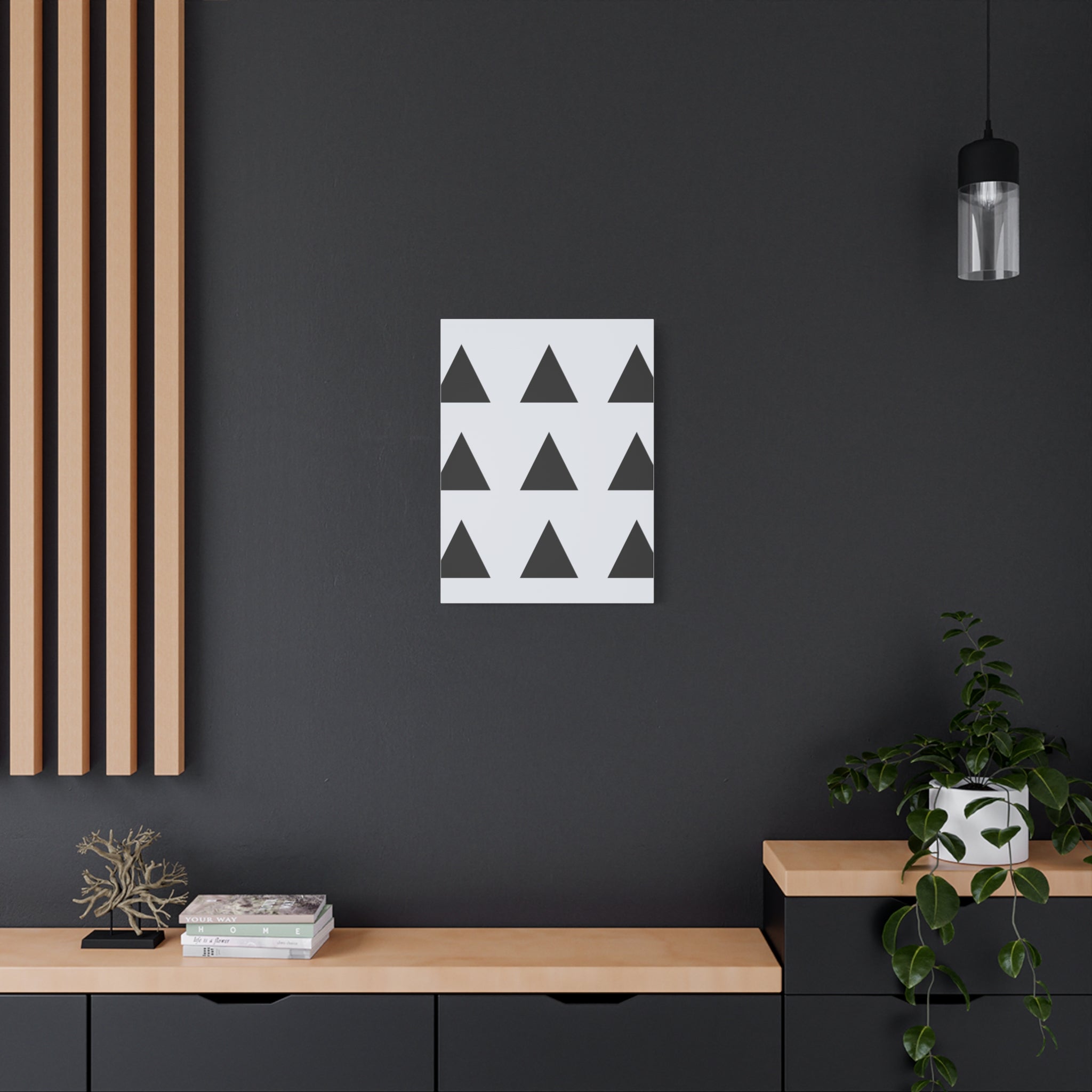 Geometric Black Triangle Canvas Art