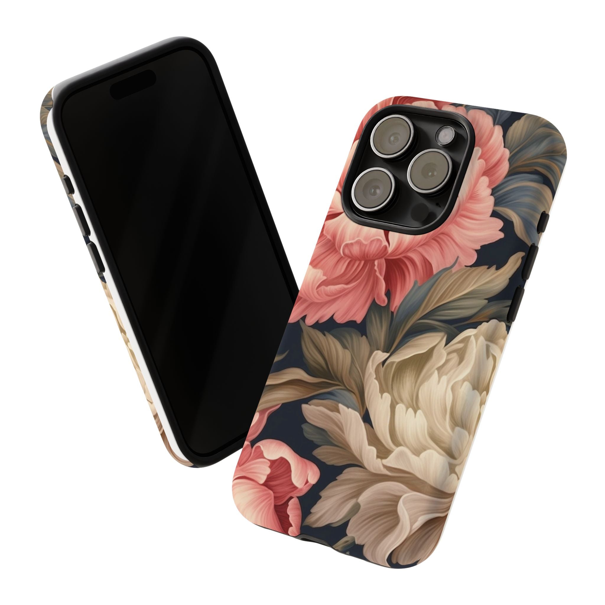 Blush Peony Floral iPhone Case - Hexagon Stone