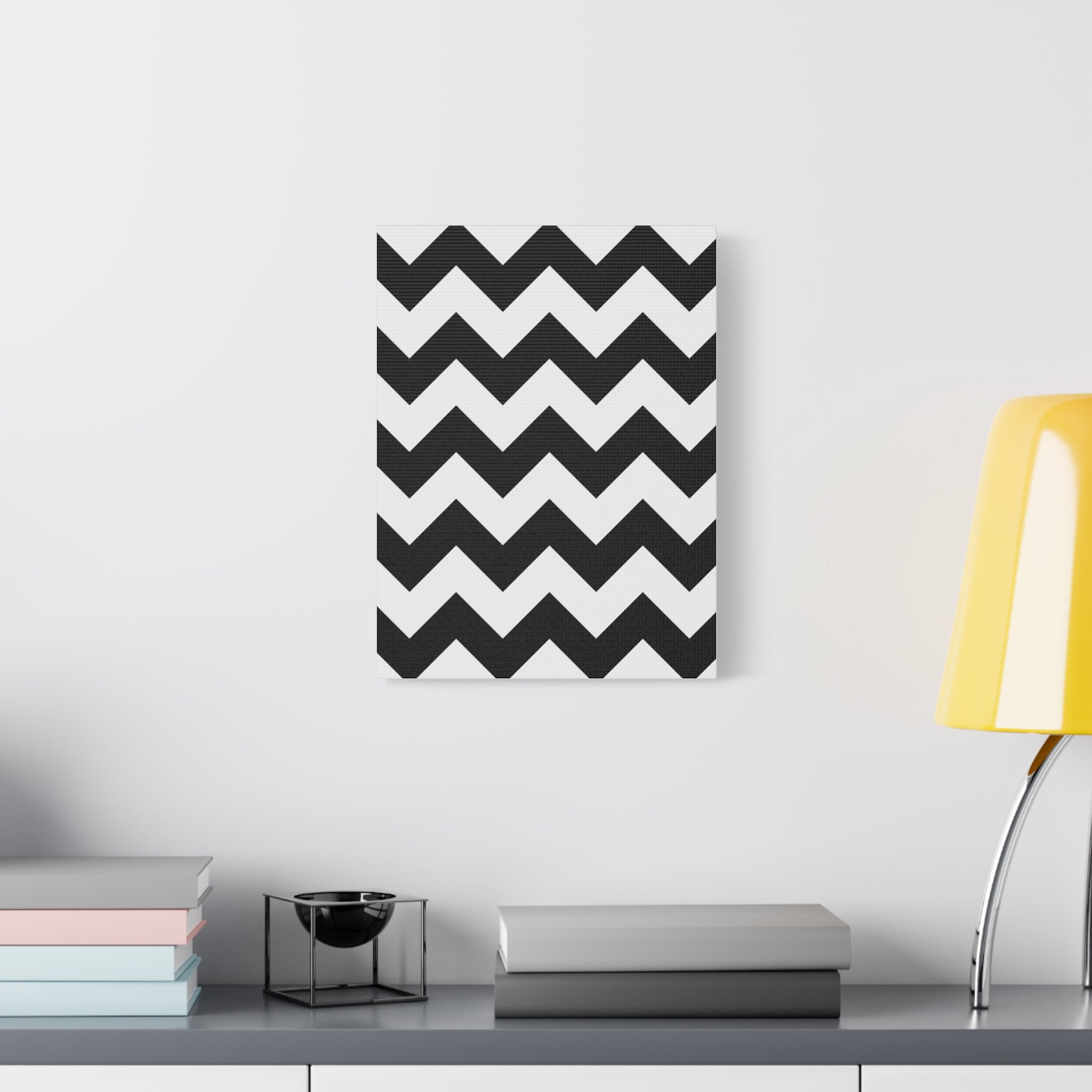 Black & White Zigzag Geometric Canvas Art