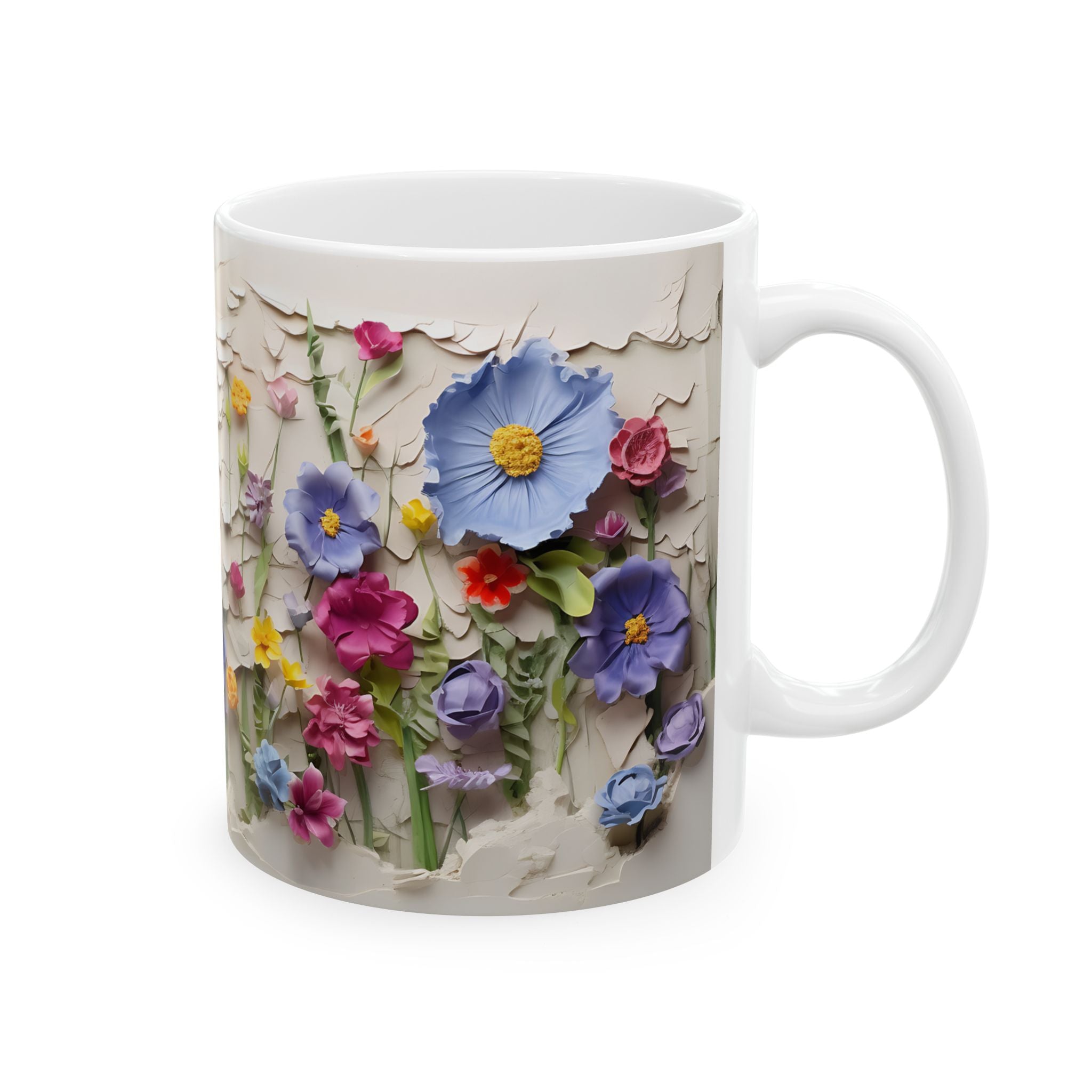 Whimsical Floral Mug: Paper Flower Art