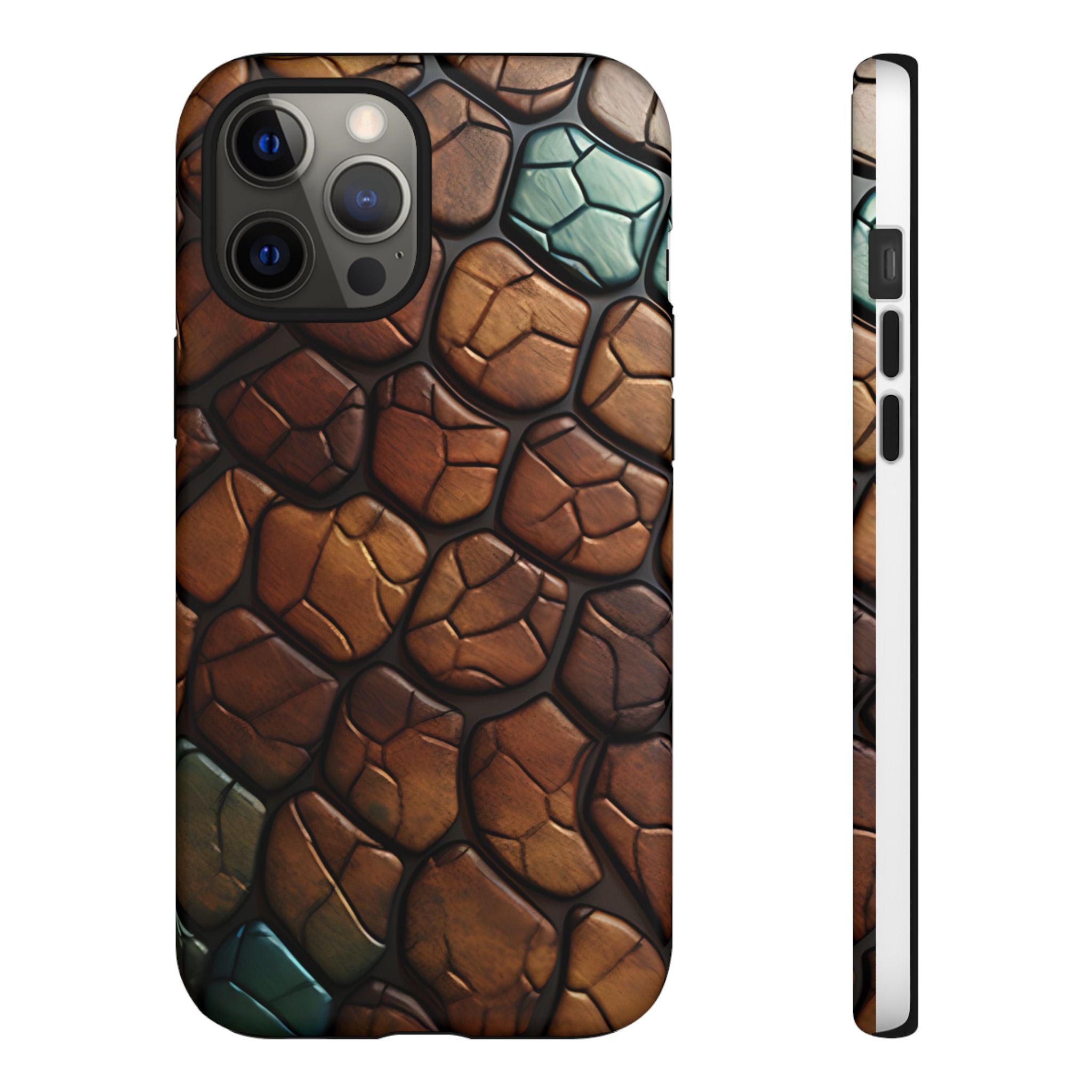 Mosaic Reptile iPhone Case - Teal & Brown