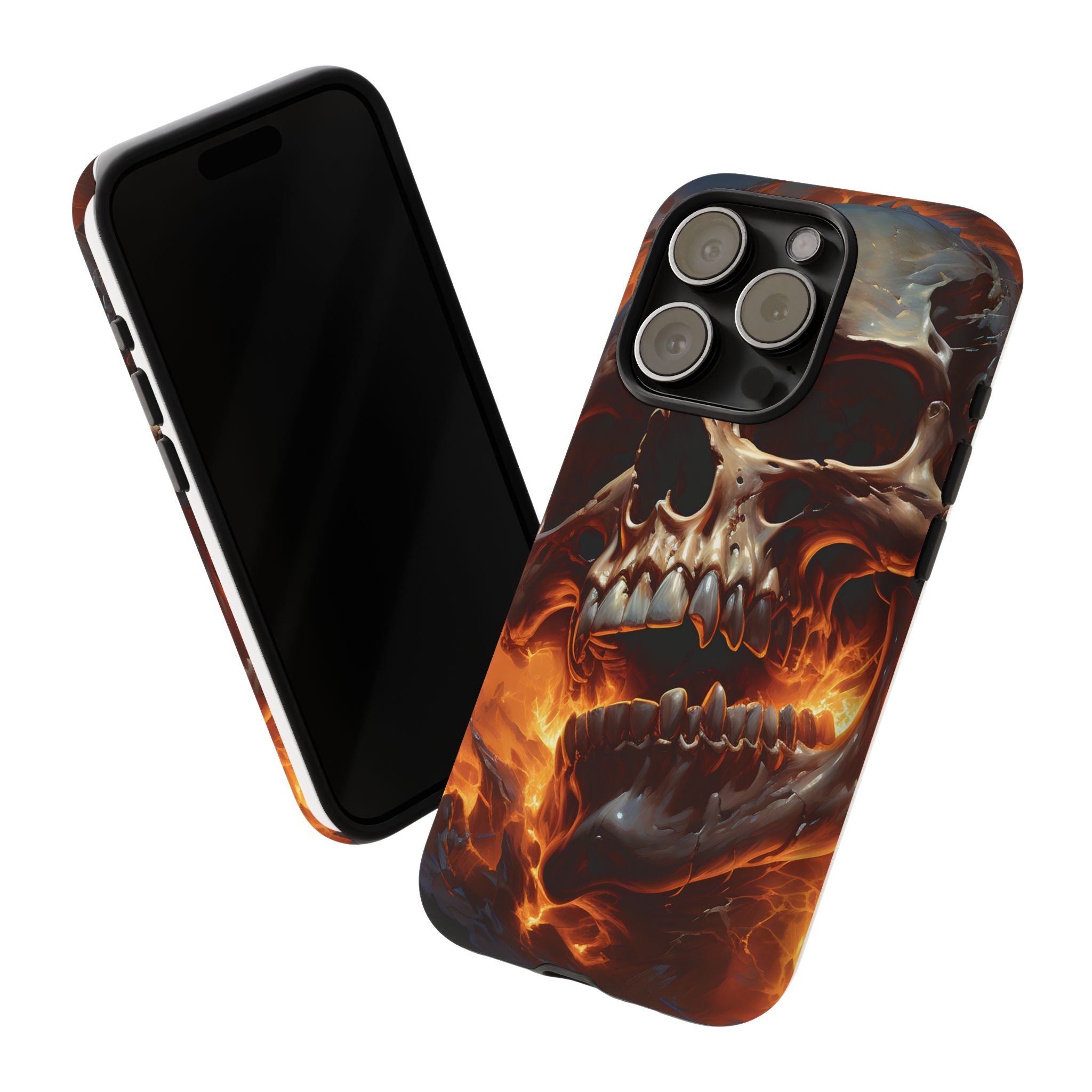 Fiery Skull Hexagon iPhone Case - Rugged