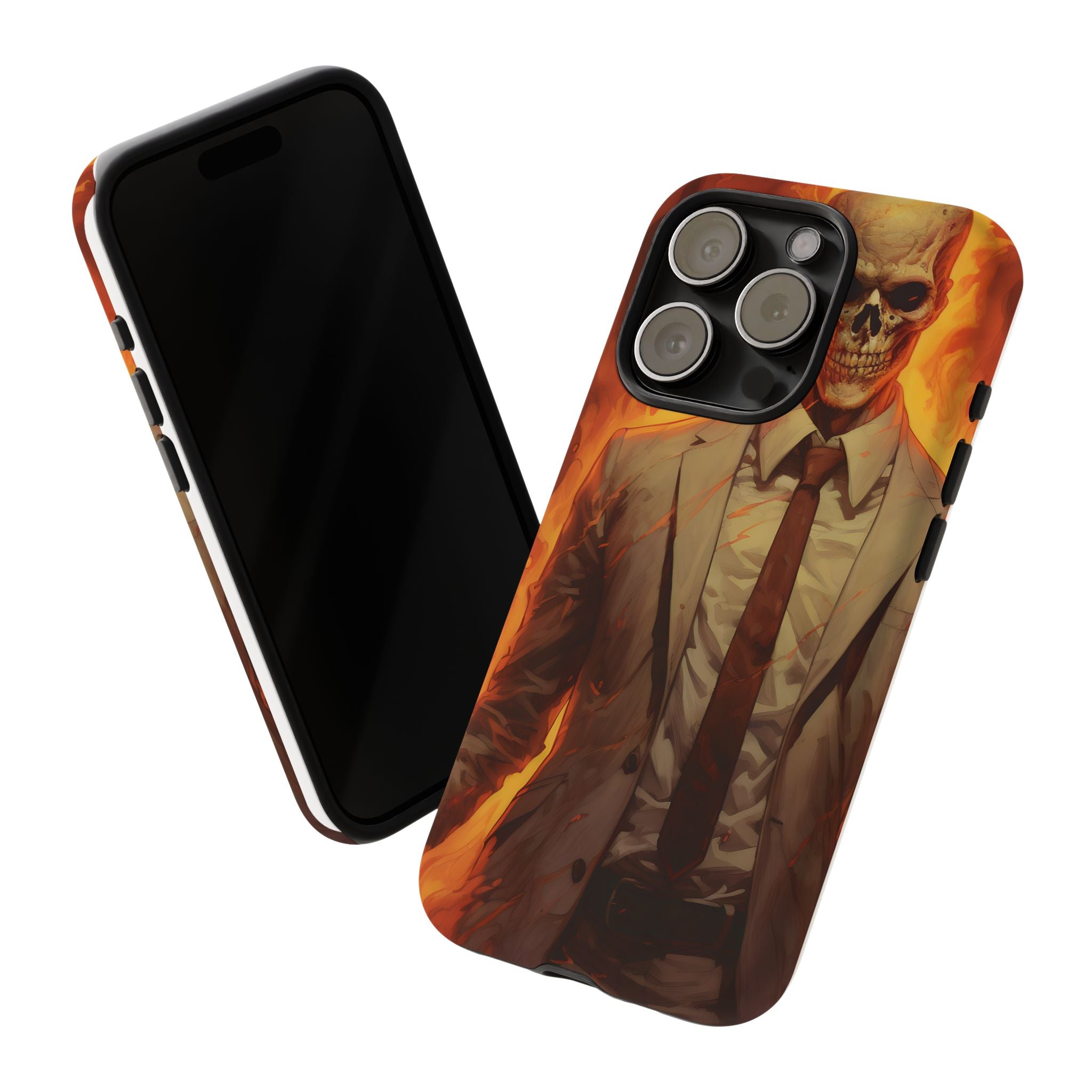 Fiery Skull Man Hexagon Stone iPhone Case