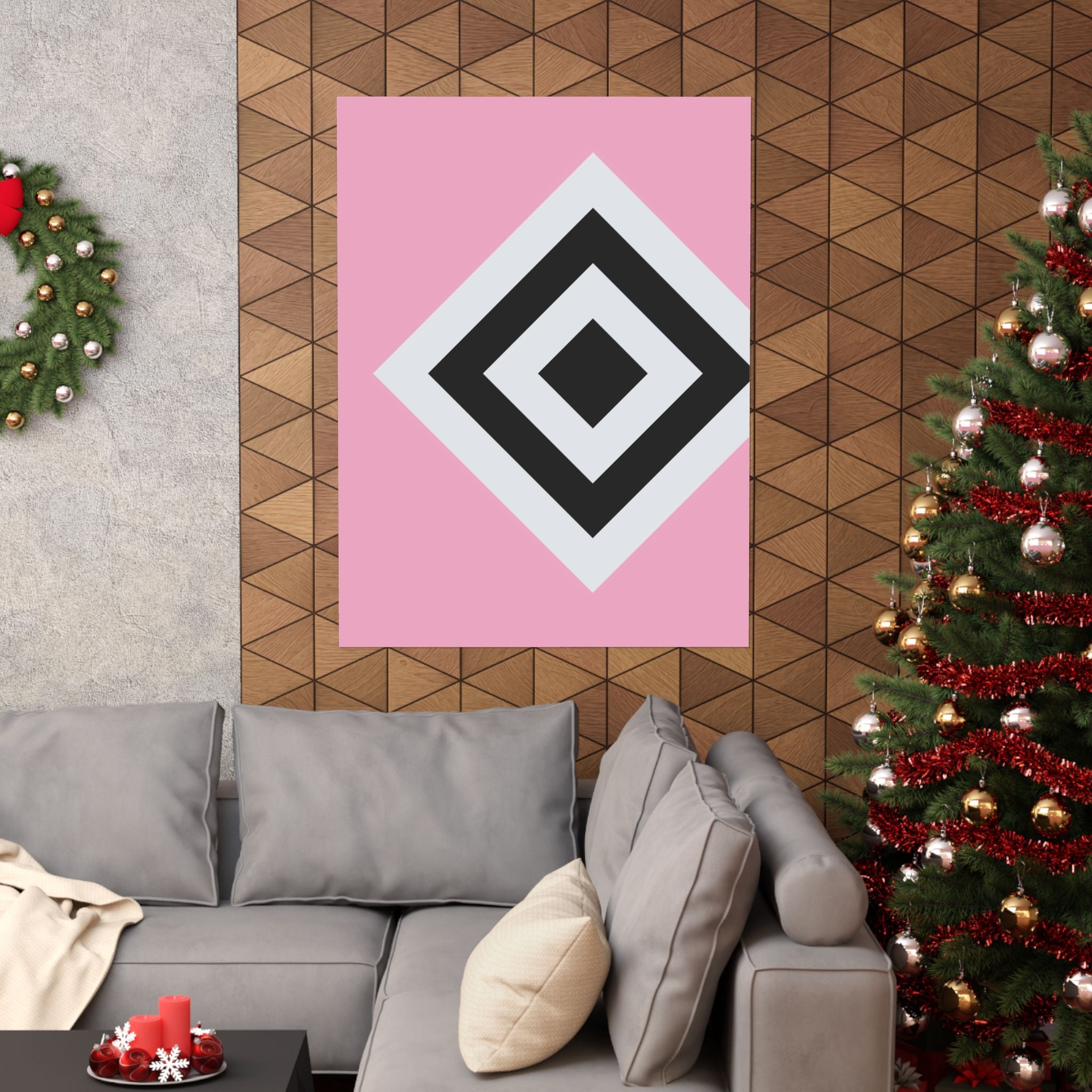 Geometric Diamond Pink Abstract Art Poster