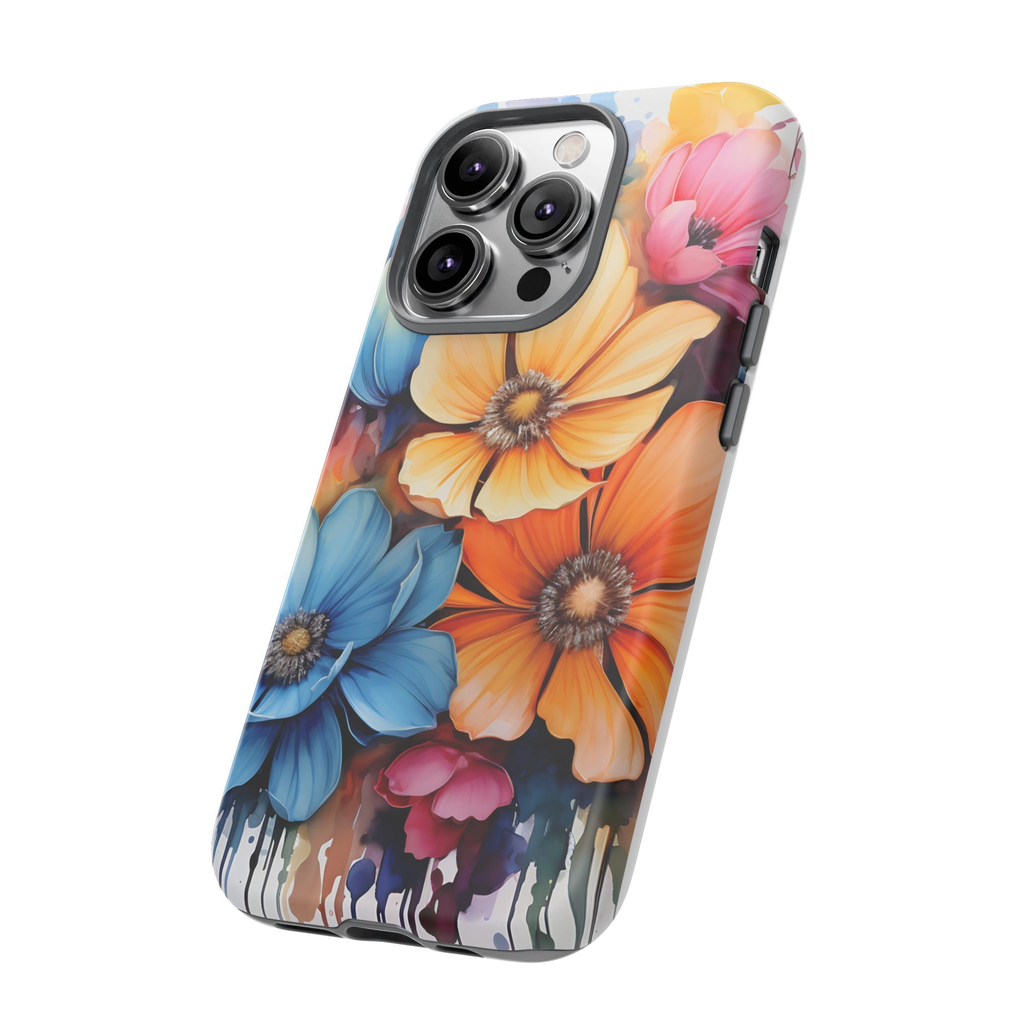 Vibrant Floral Watercolor iPhone Case - Hexagon Stone