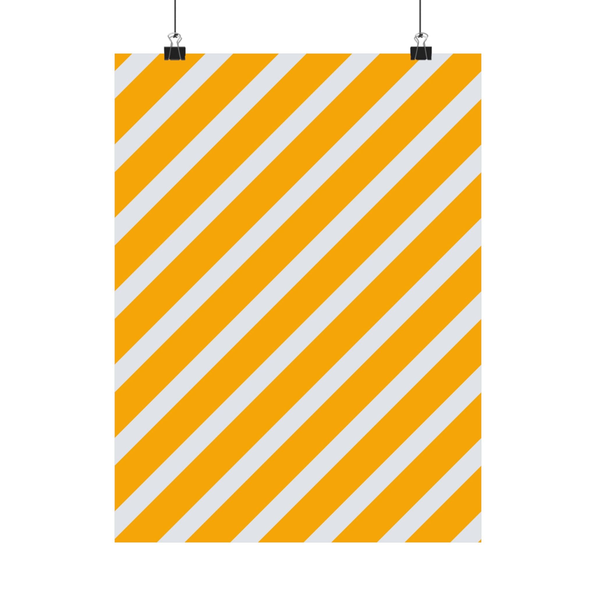 Orange & Gray Diagonal Stripe Poster