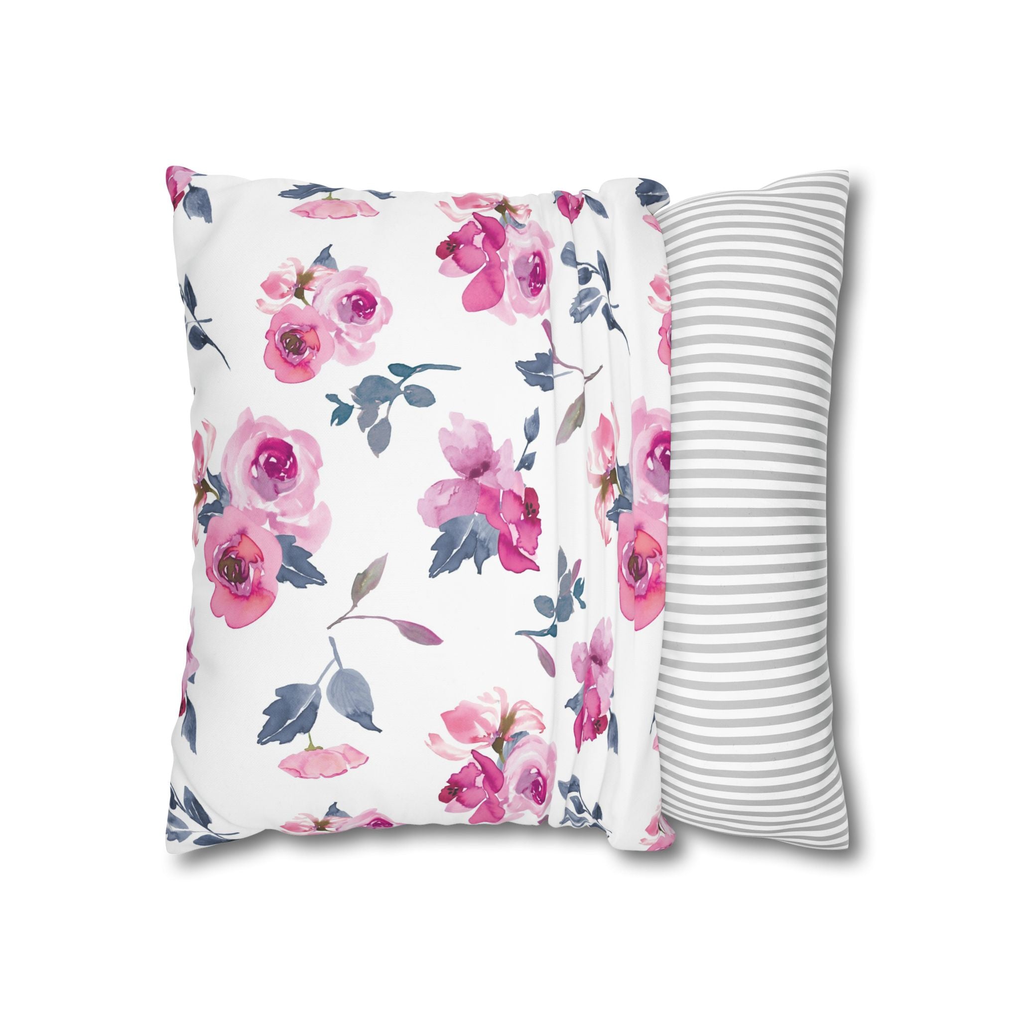 Pink Rose Watercolor Pillowcase