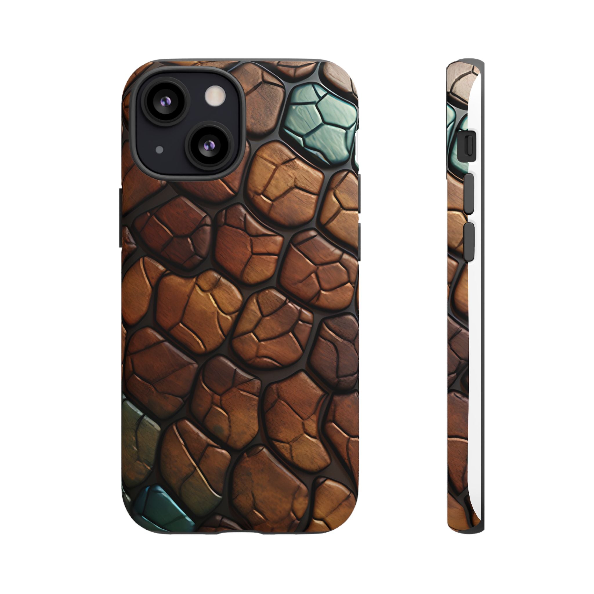 Mosaic Reptile iPhone Case - Teal & Brown