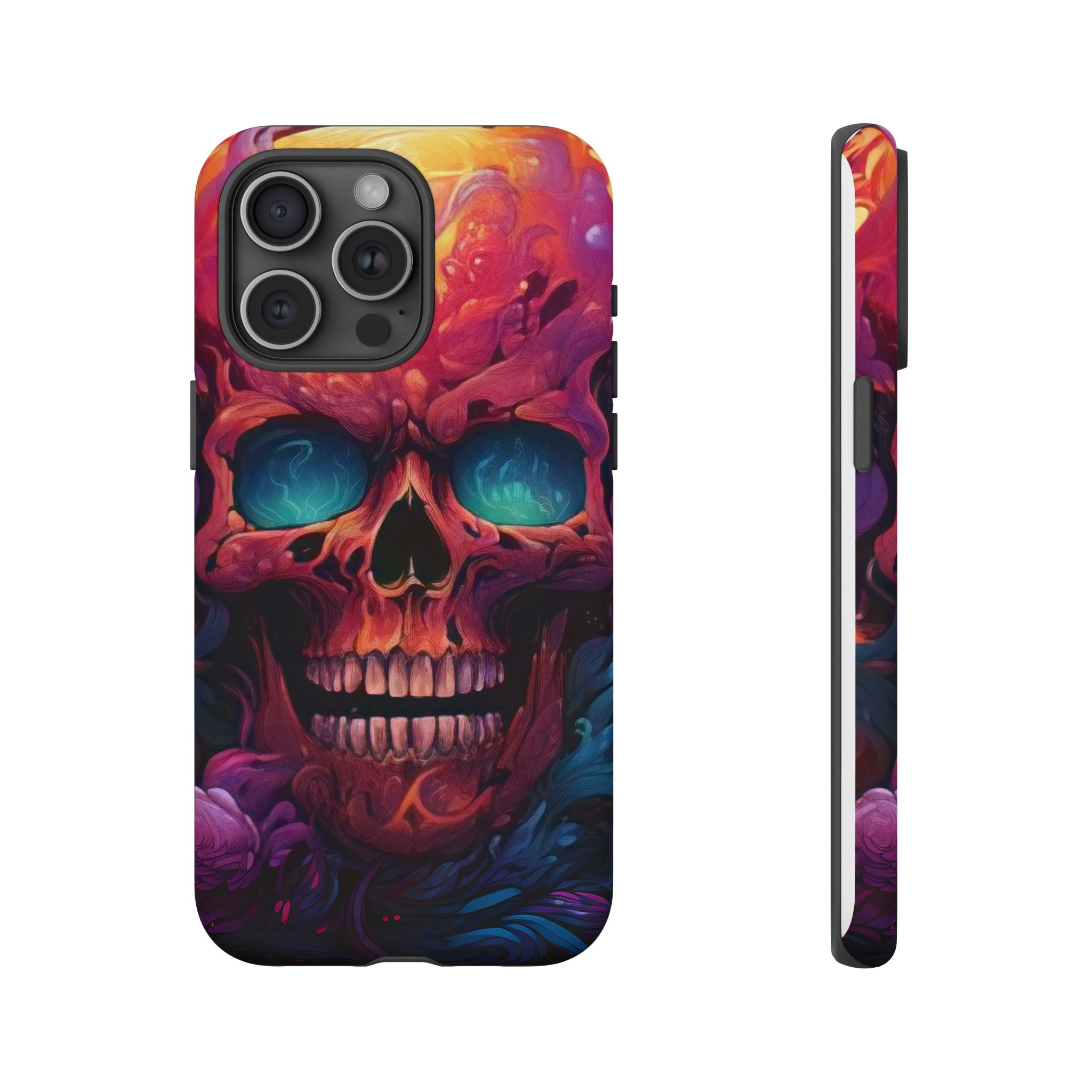 Fiery Skull Hexagon iPhone Case - Rugged Texture