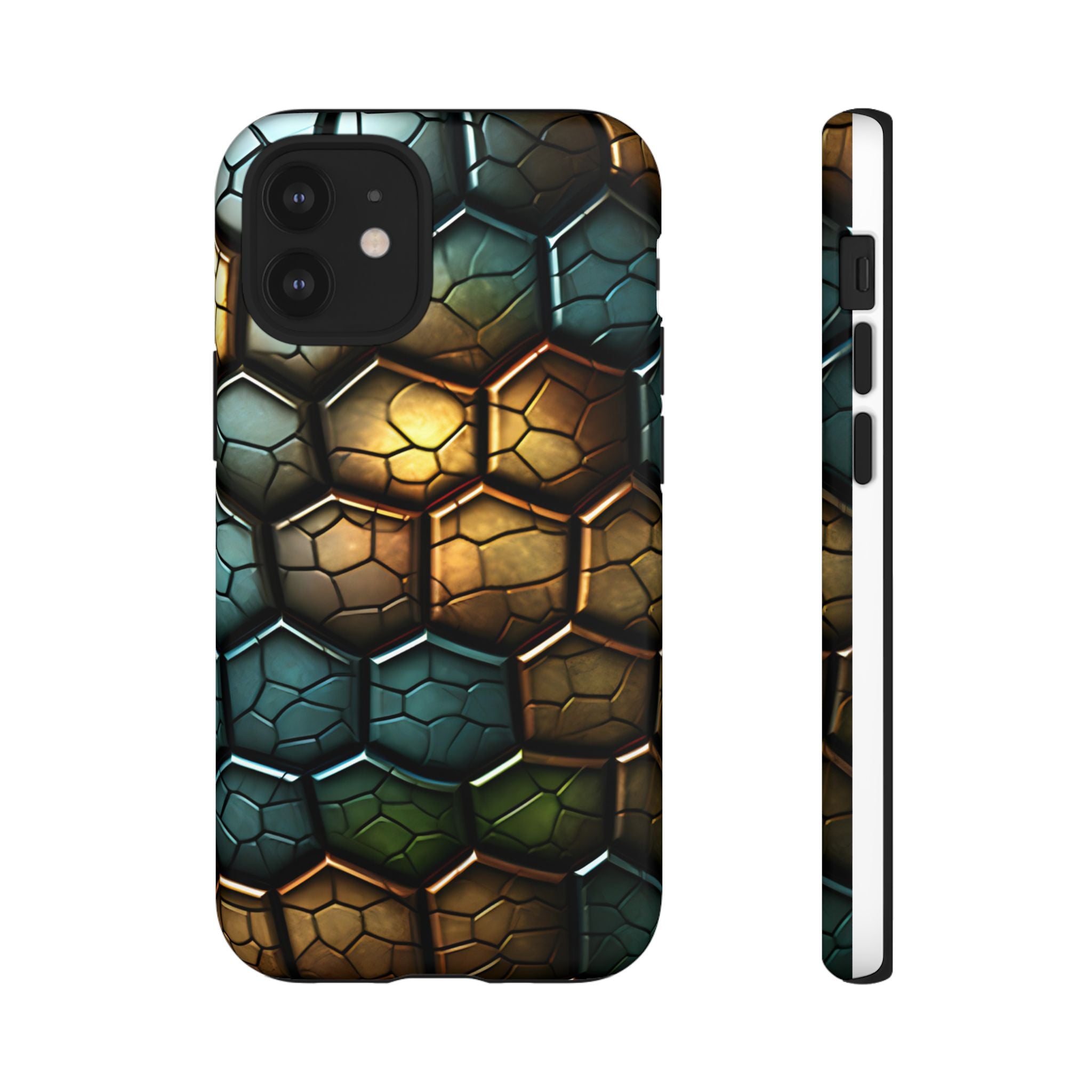 HexaScale iPhone Case: Teal & Bronze